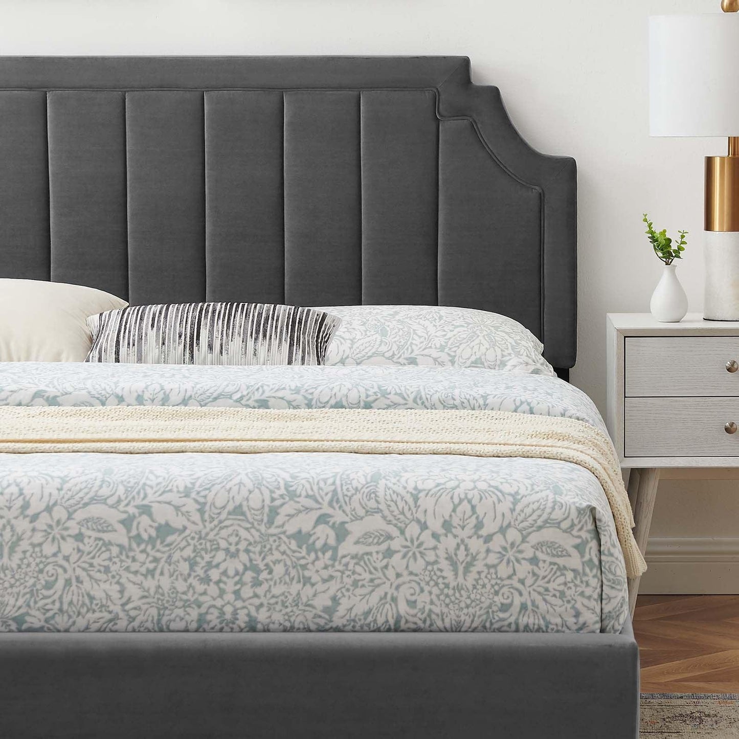 Sienna Performance Velvet King Platform Bed, MOD-6919 FredCo