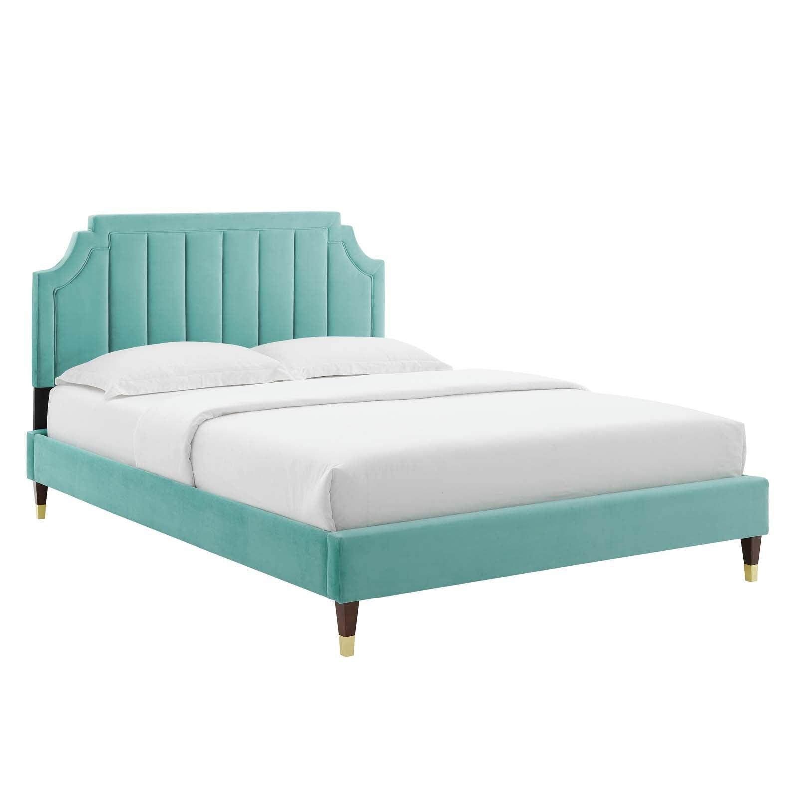 Sienna Performance Velvet King Platform Bed, MOD-6919 FredCo