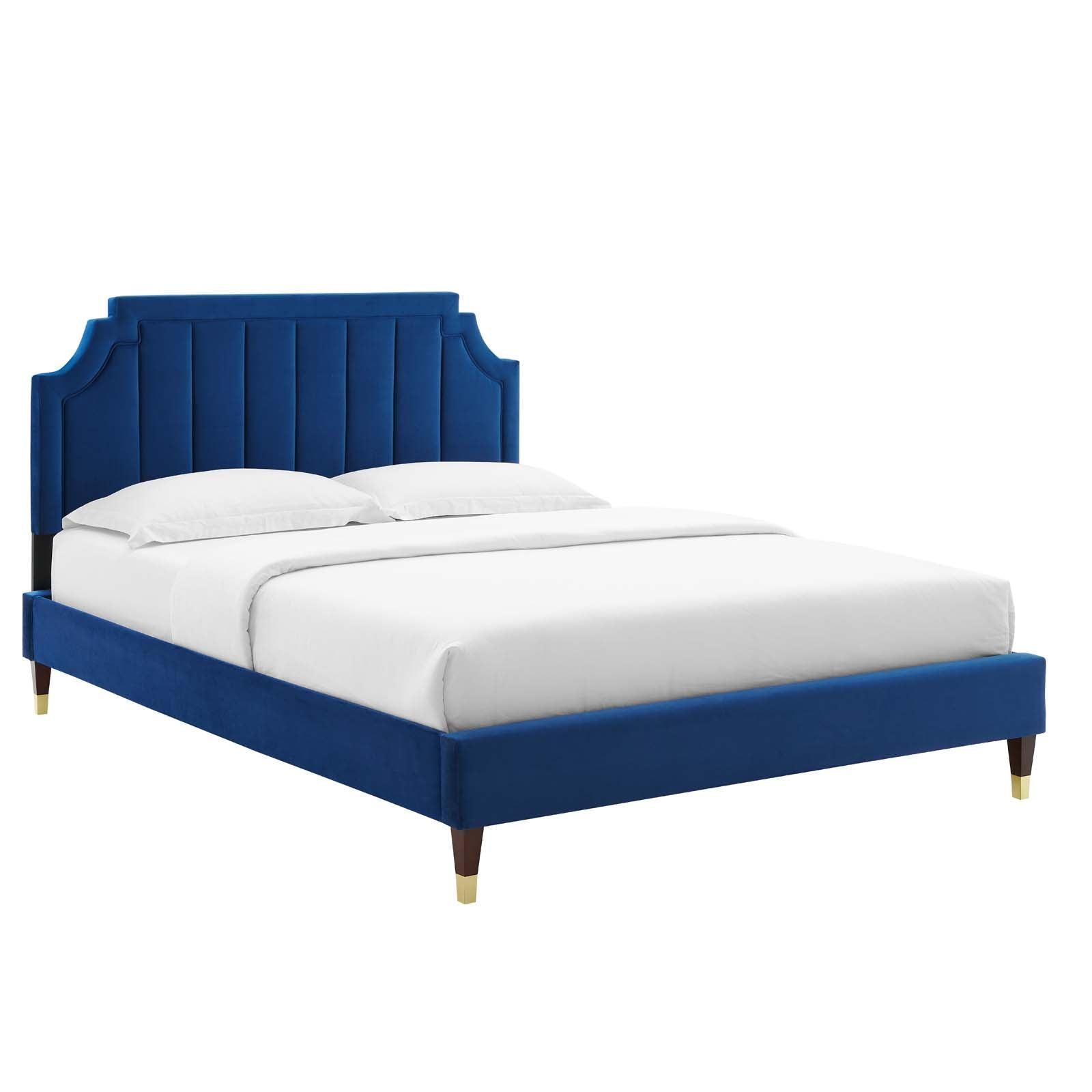 Sienna Performance Velvet King Platform Bed, MOD-6919 FredCo