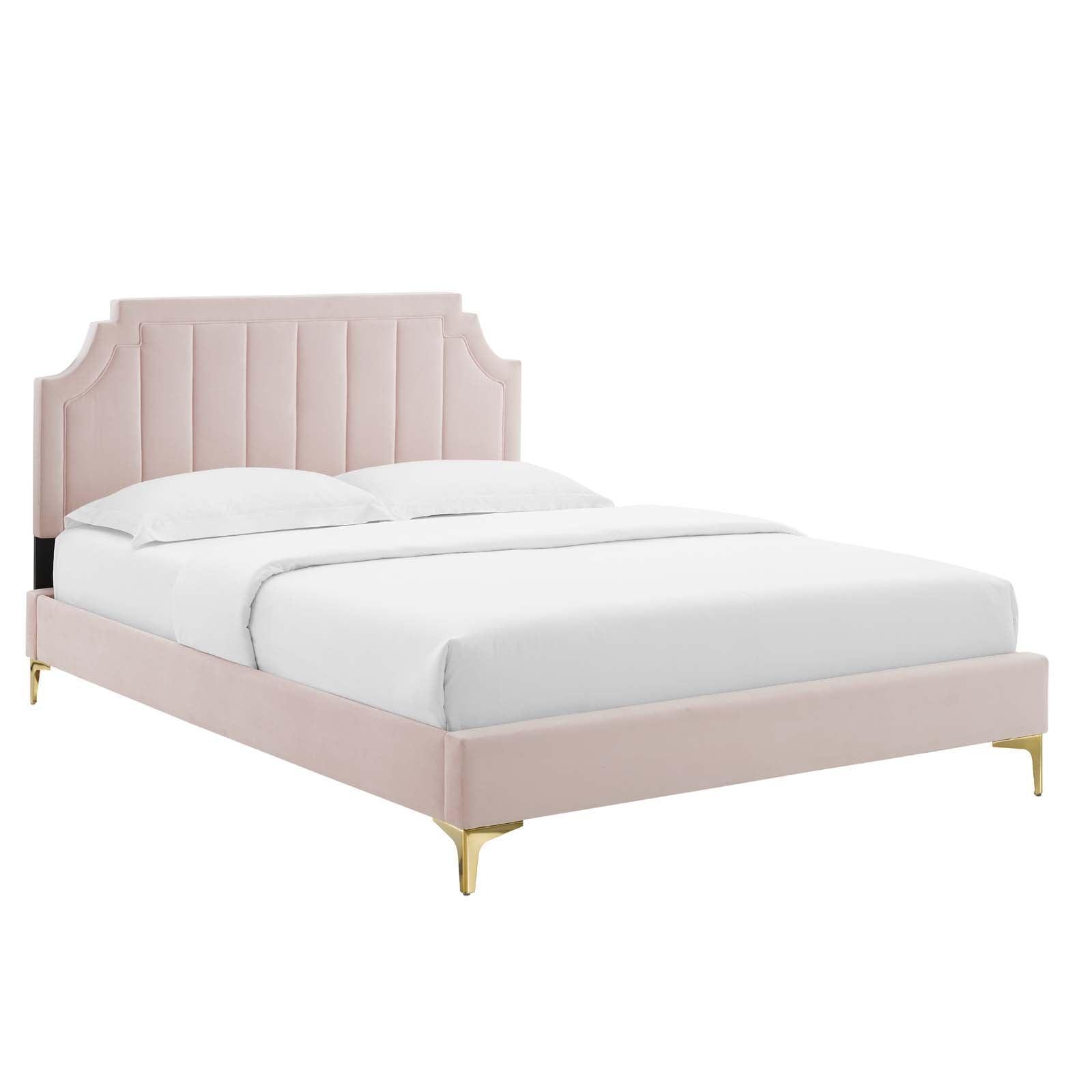 Sienna Performance Velvet Queen Platform Bed, MOD-6712 FredCo