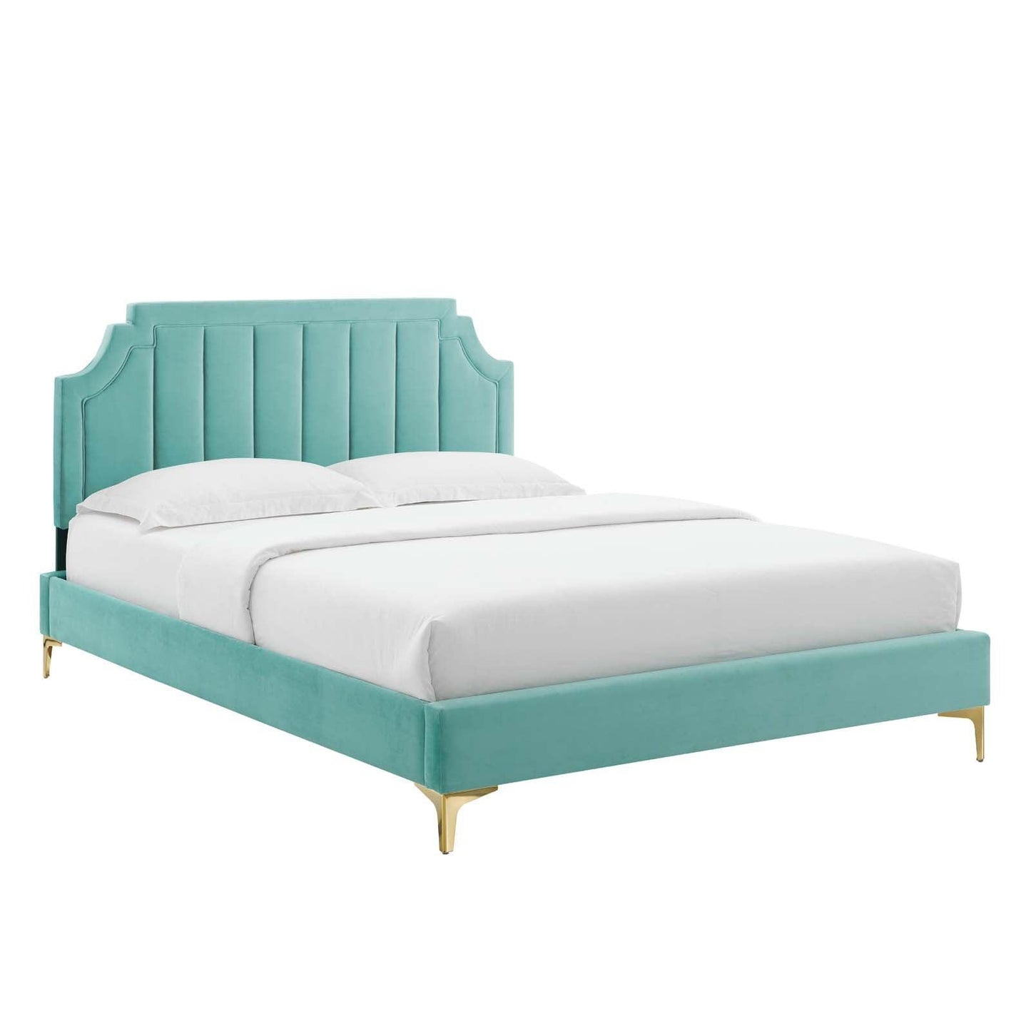 Sienna Performance Velvet Queen Platform Bed, MOD-6712 FredCo
