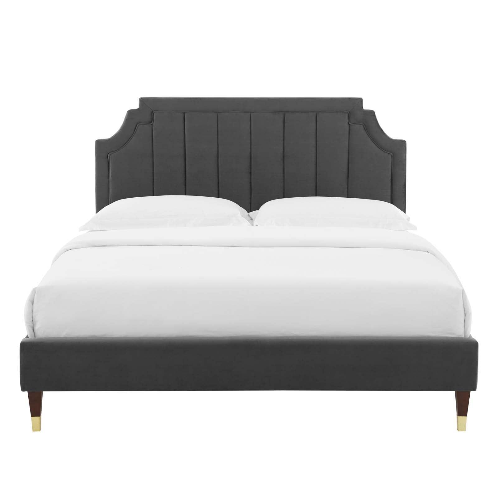Sienna Performance Velvet Queen Platform Bed, MOD-6713 FredCo