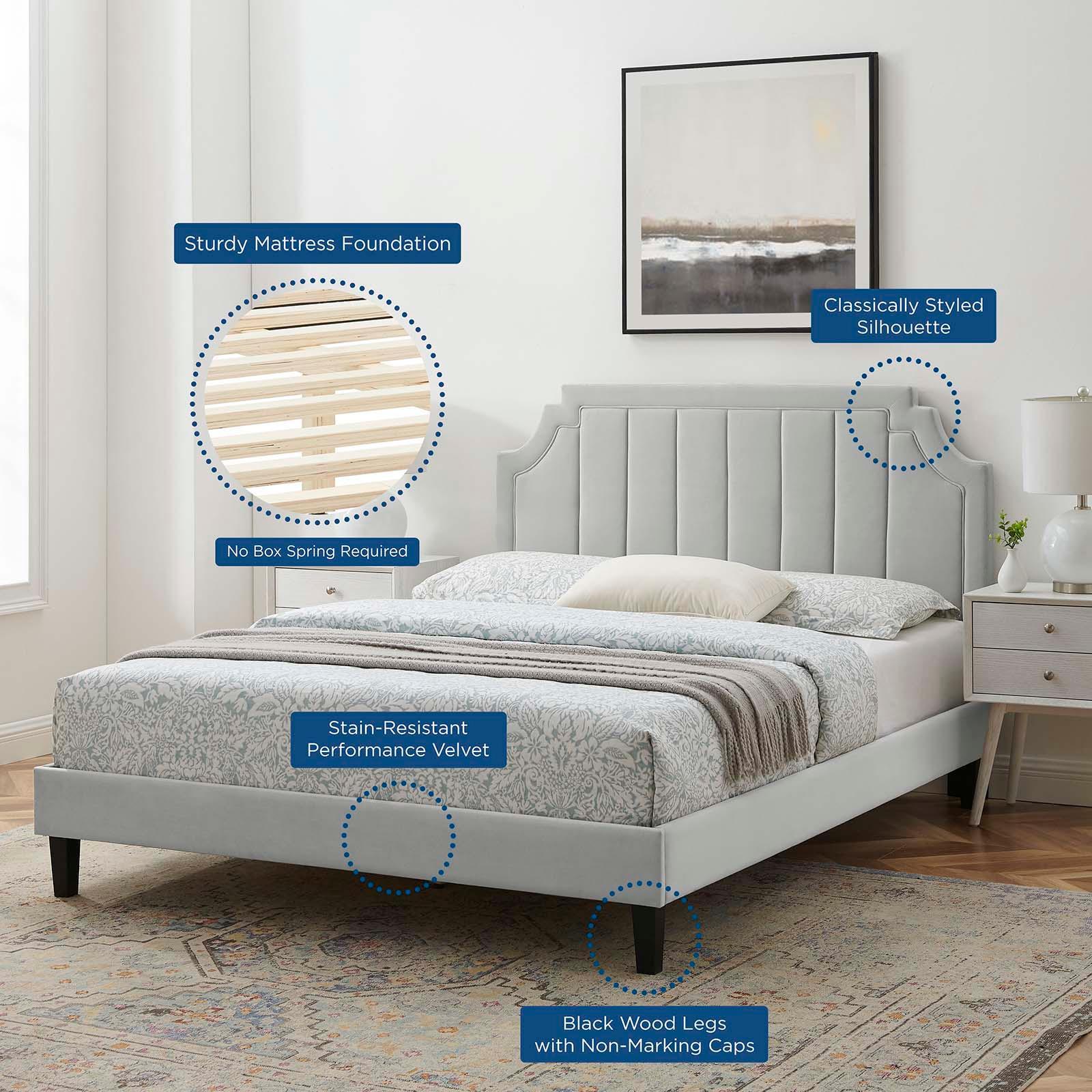 Sienna Performance Velvet Queen Platform Bed, MOD-6714 FredCo