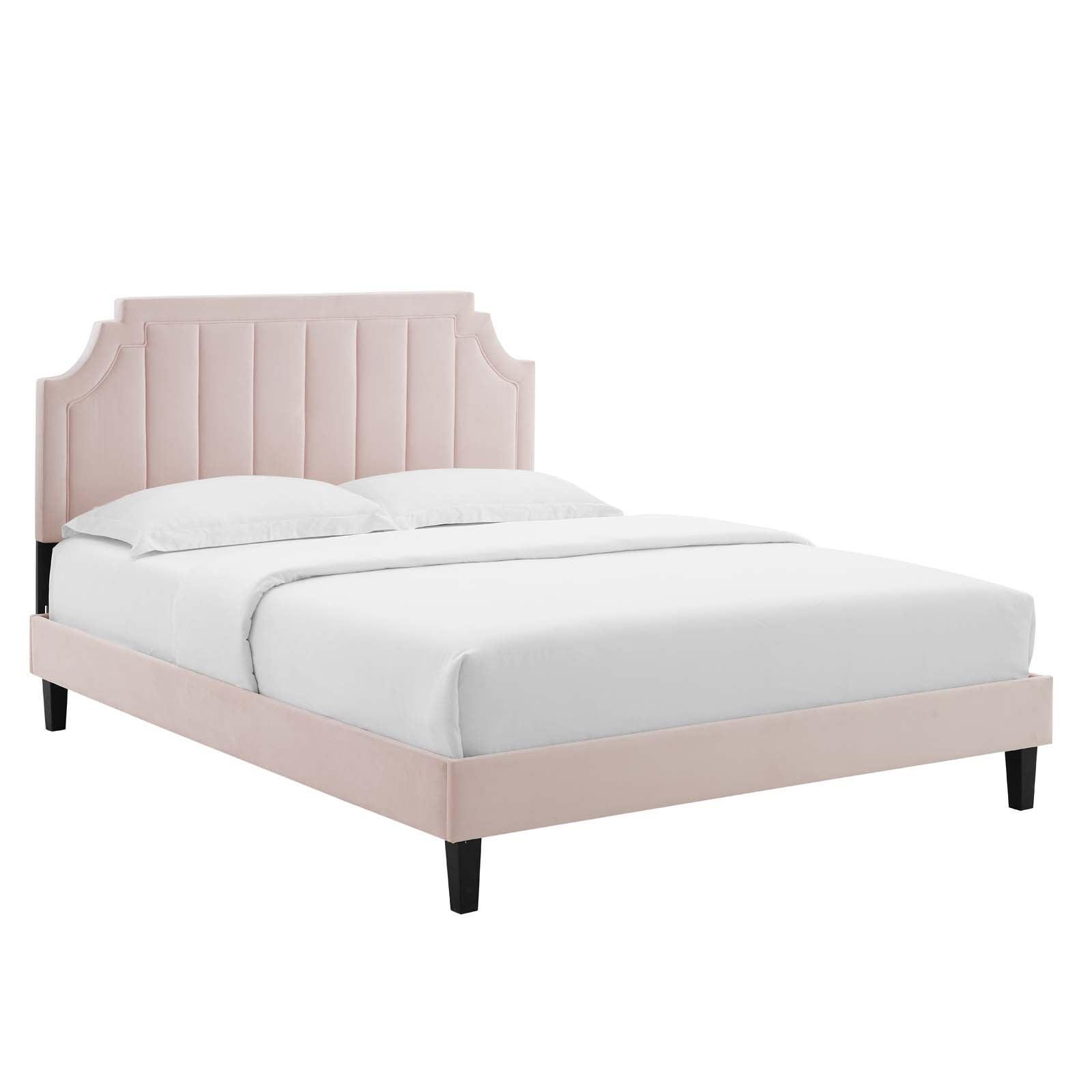 Sienna Performance Velvet Queen Platform Bed, MOD-6714 FredCo