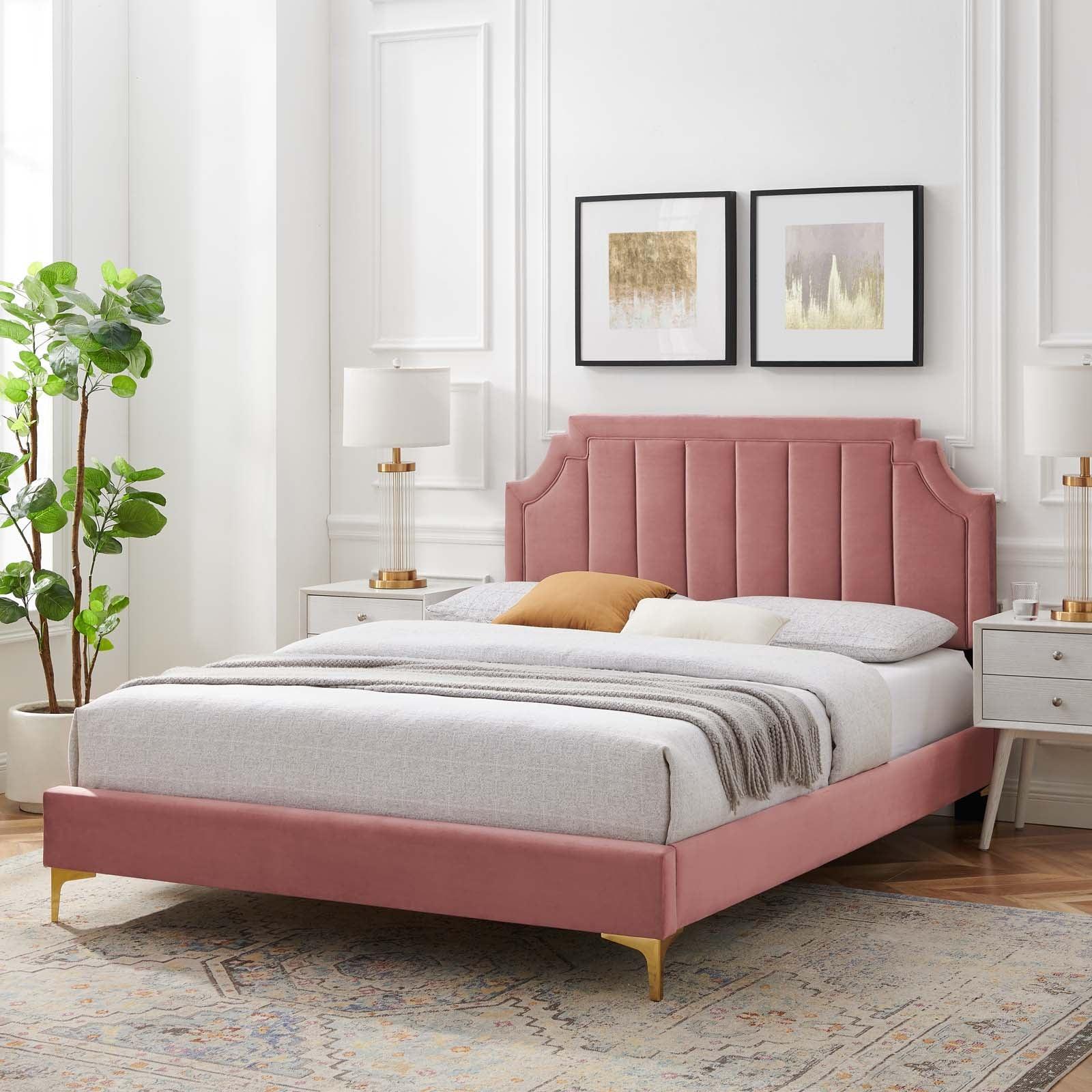 Sienna Performance Velvet Twin Platform Bed, MOD-6906 FredCo