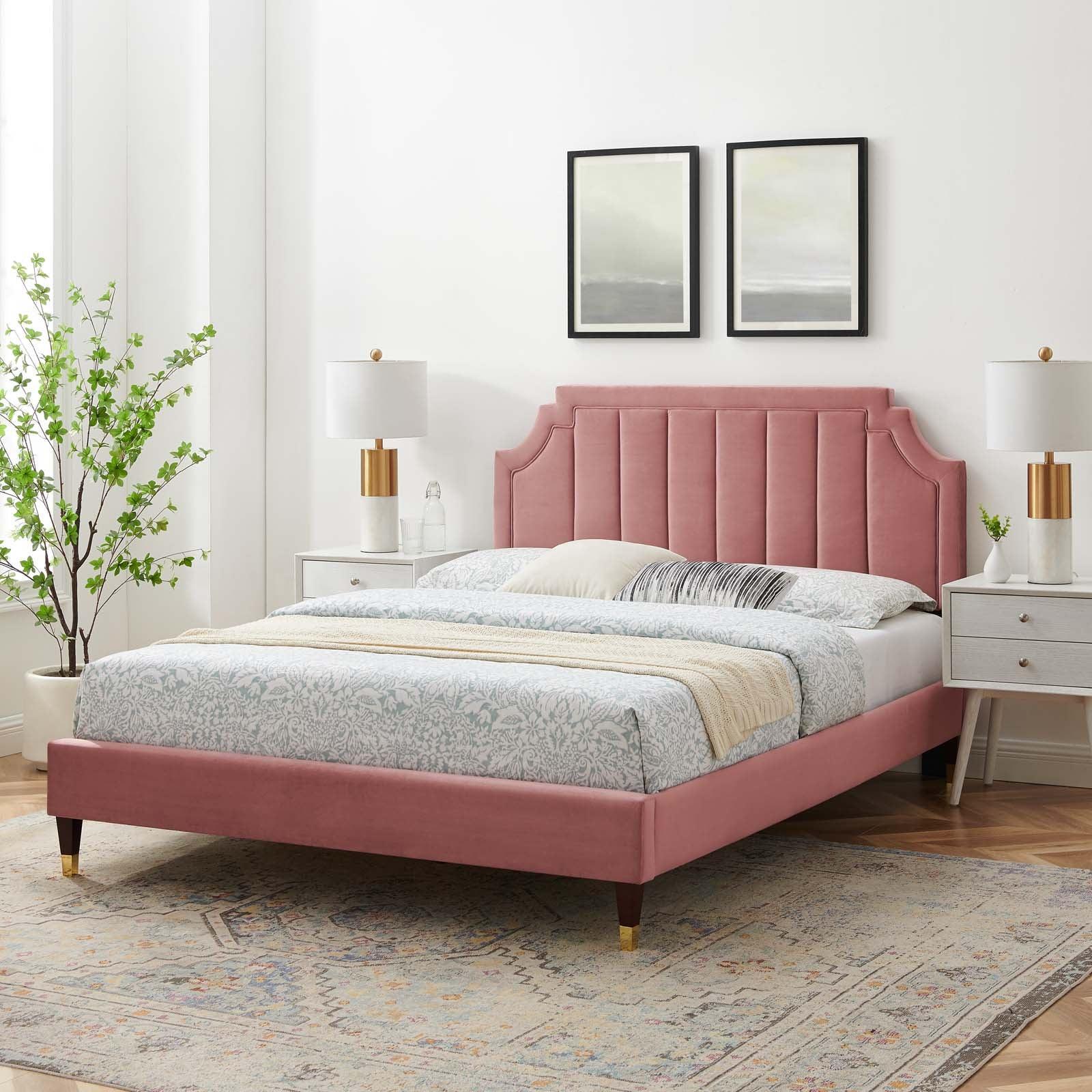 Sienna Performance Velvet Twin Platform Bed, MOD-6907 FredCo