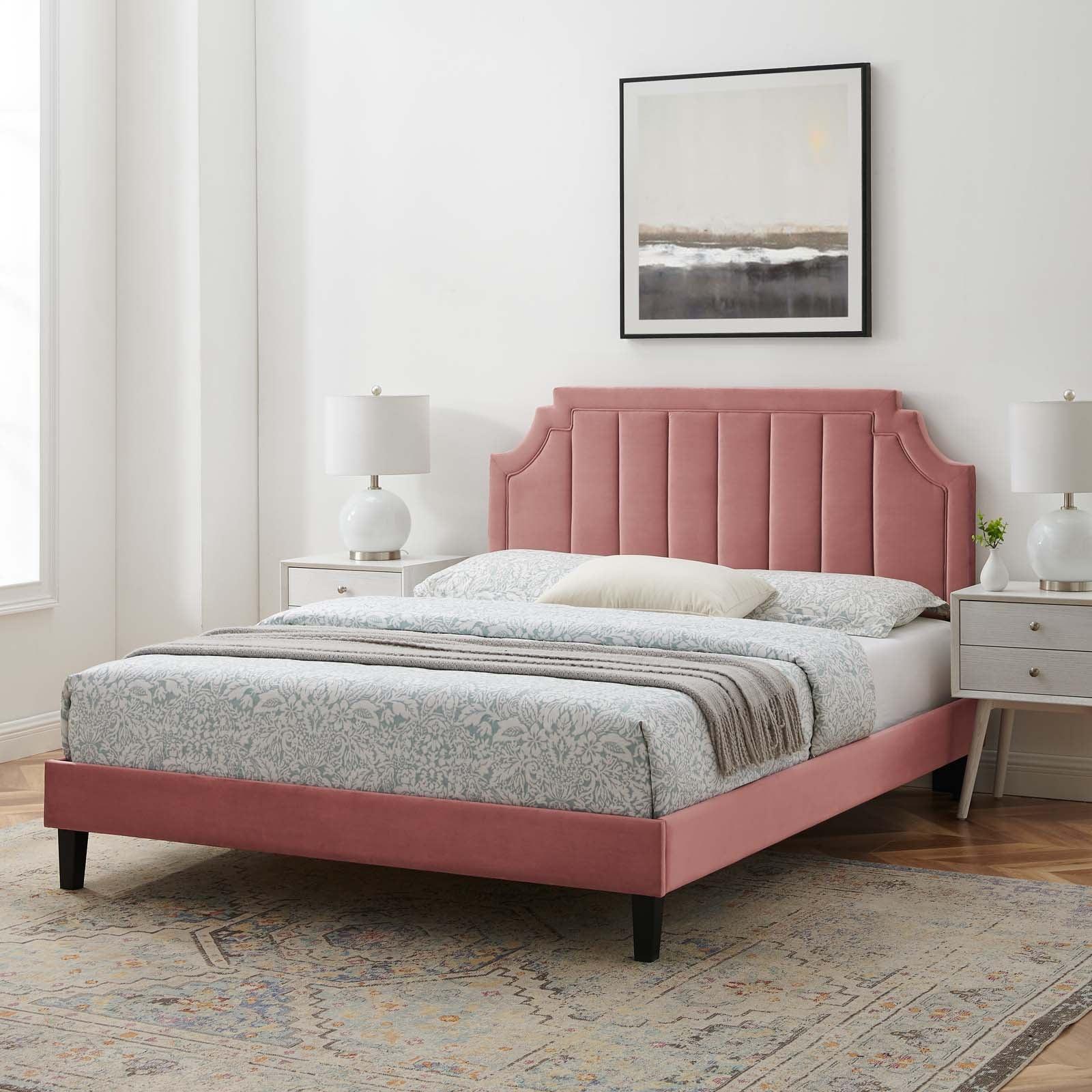 Sienna Performance Velvet Twin Platform Bed, MOD-6908 FredCo
