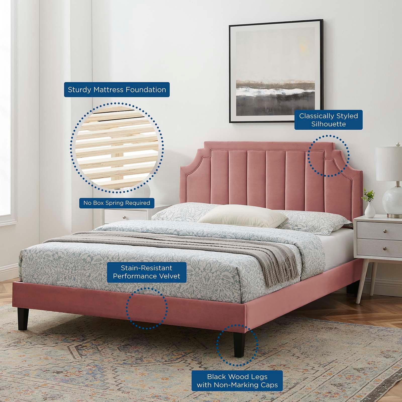 Sienna Performance Velvet Twin Platform Bed, MOD-6908 FredCo