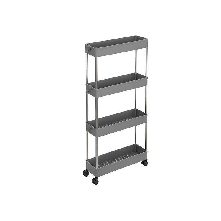 Slim Rolling Storage Cart Gray 4-tier FredCo