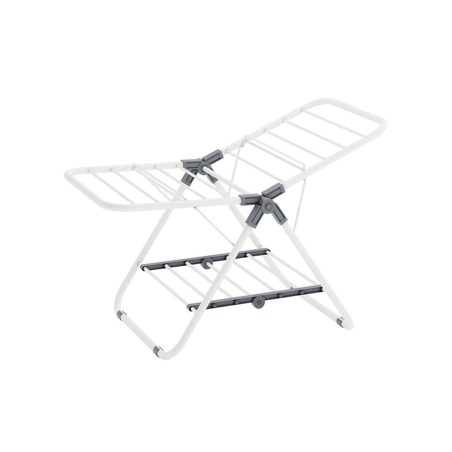 Small Foldable 2-Level Clothes Drying Rack Cloud White FredCo