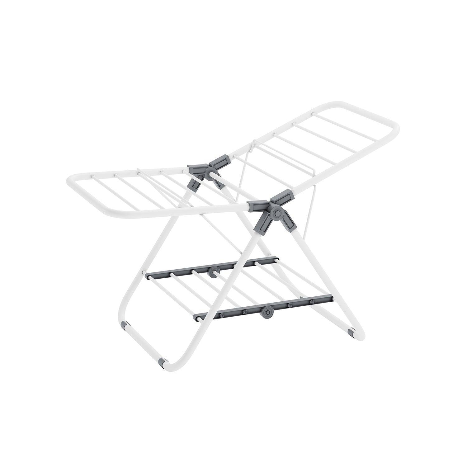 Small Foldable 2-Level Clothes Drying Rack Cloud White FredCo