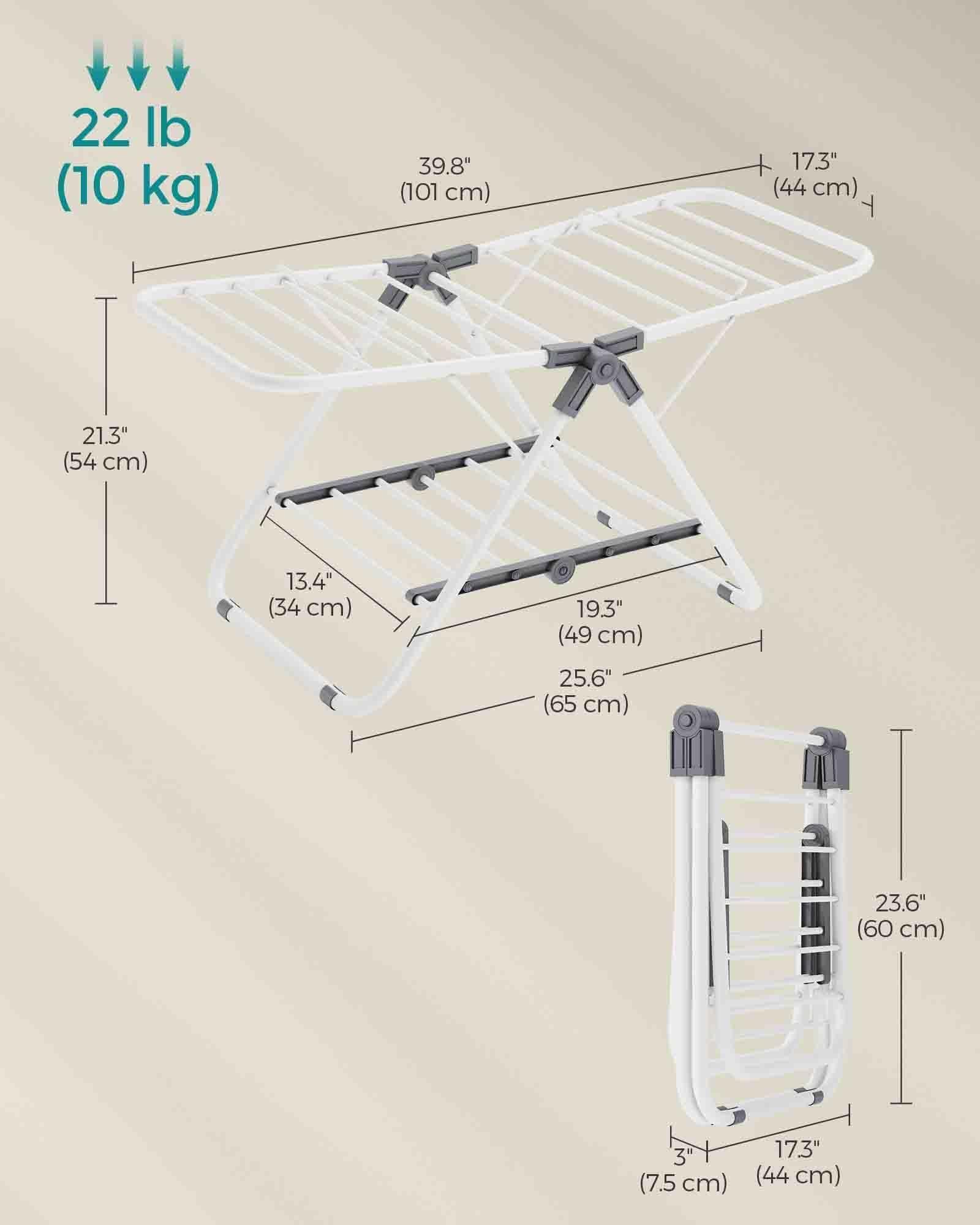 Small Foldable 2-Level Clothes Drying Rack Cloud White FredCo