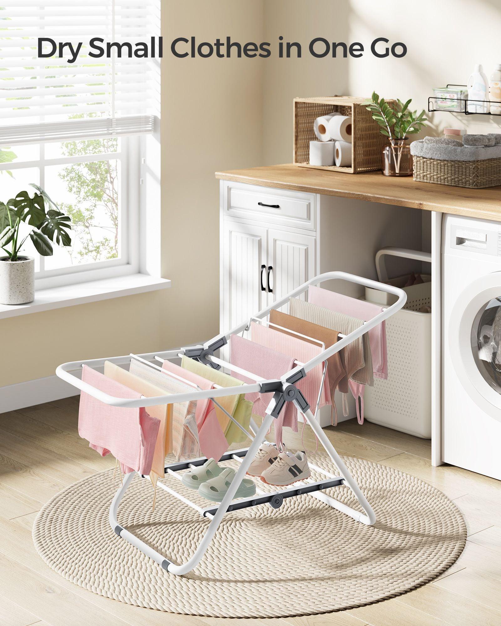 Small Foldable 2-Level Clothes Drying Rack Cloud White FredCo