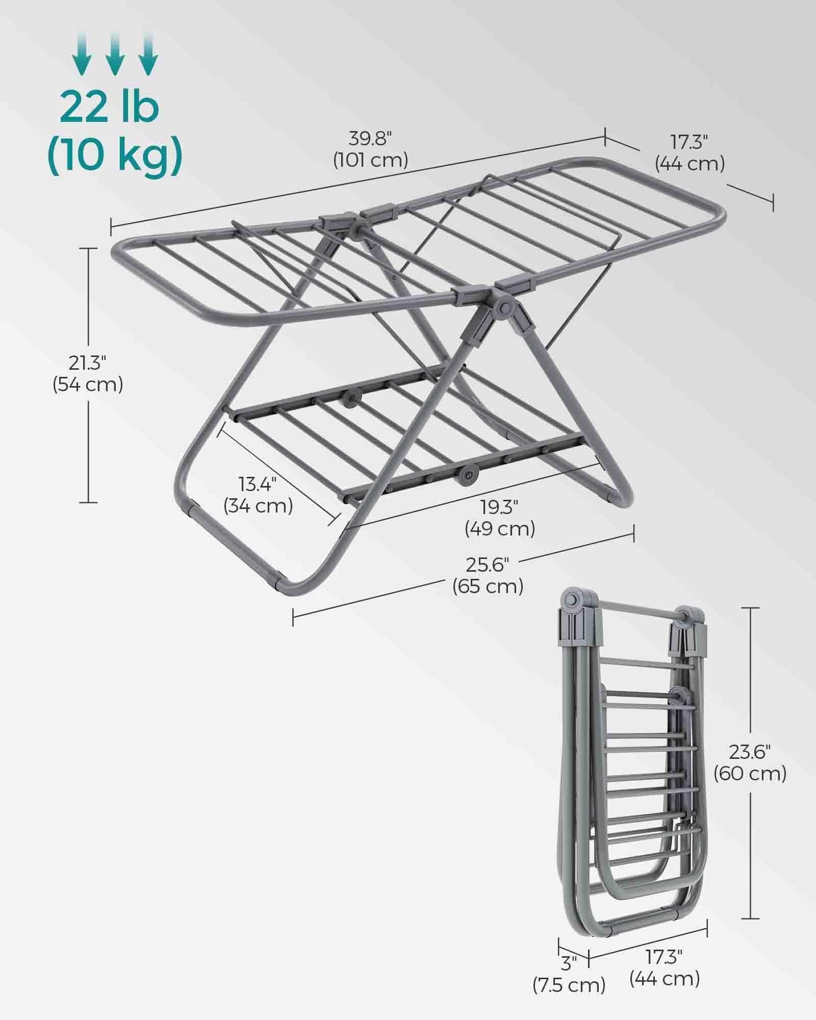 Small Foldable 2-Level Clothes Drying Rack Dove Gray FredCo
