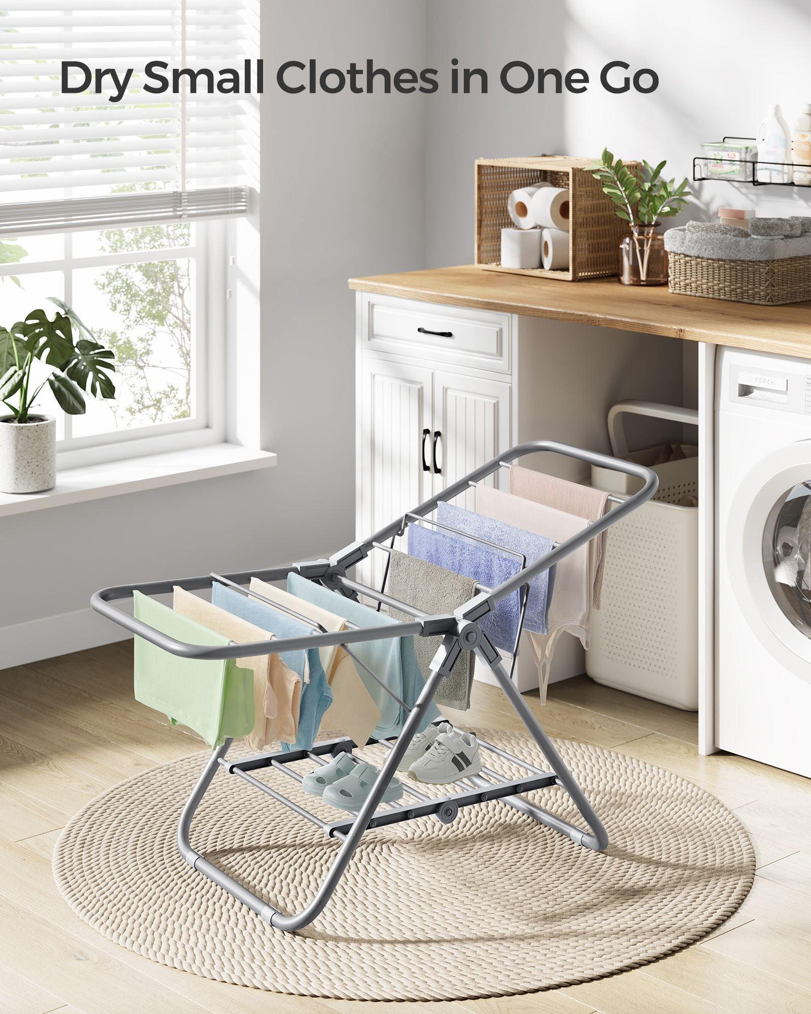 Small Foldable 2-Level Clothes Drying Rack Dove Gray FredCo