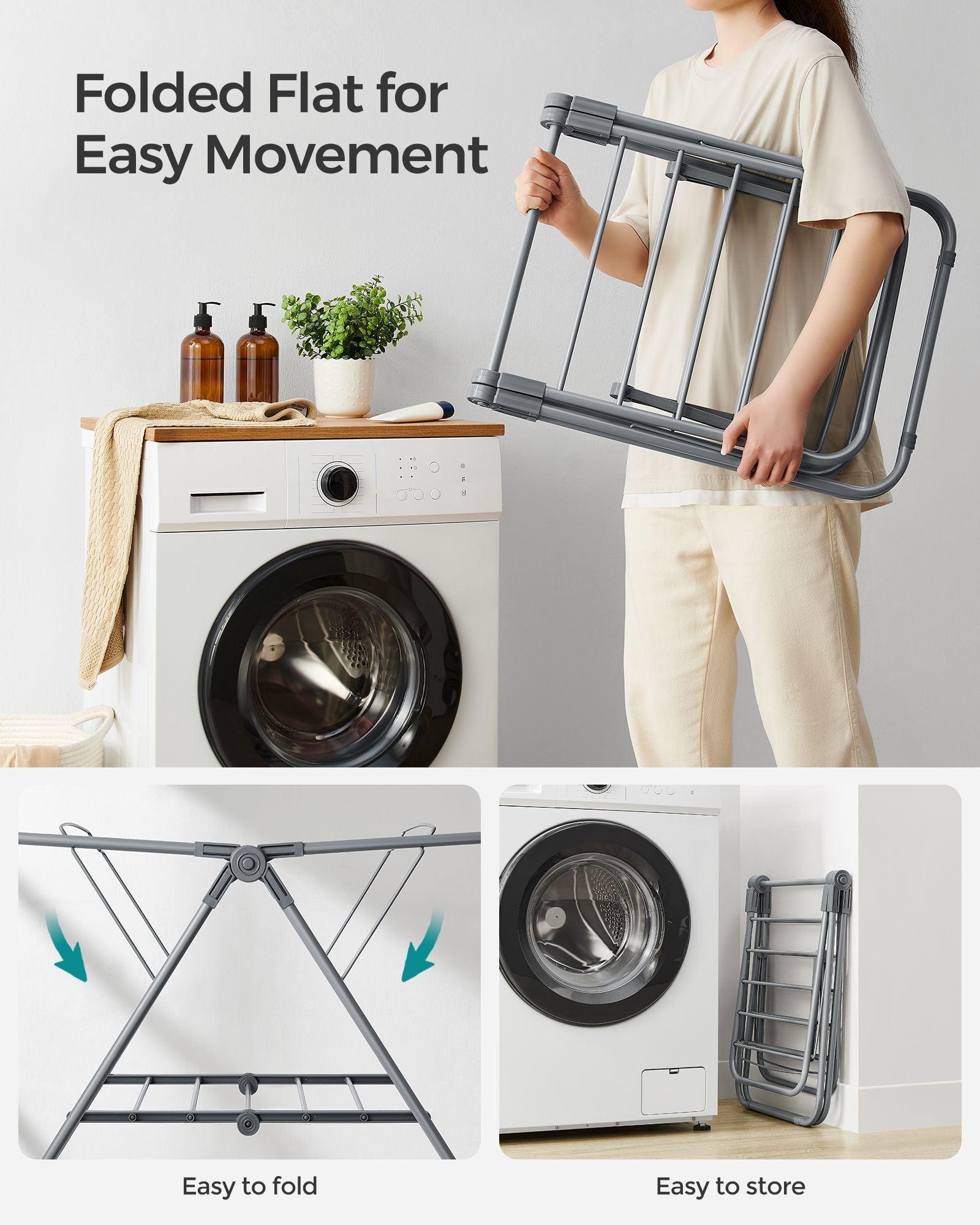 Small Foldable 2-Level Clothes Drying Rack Dove Gray FredCo