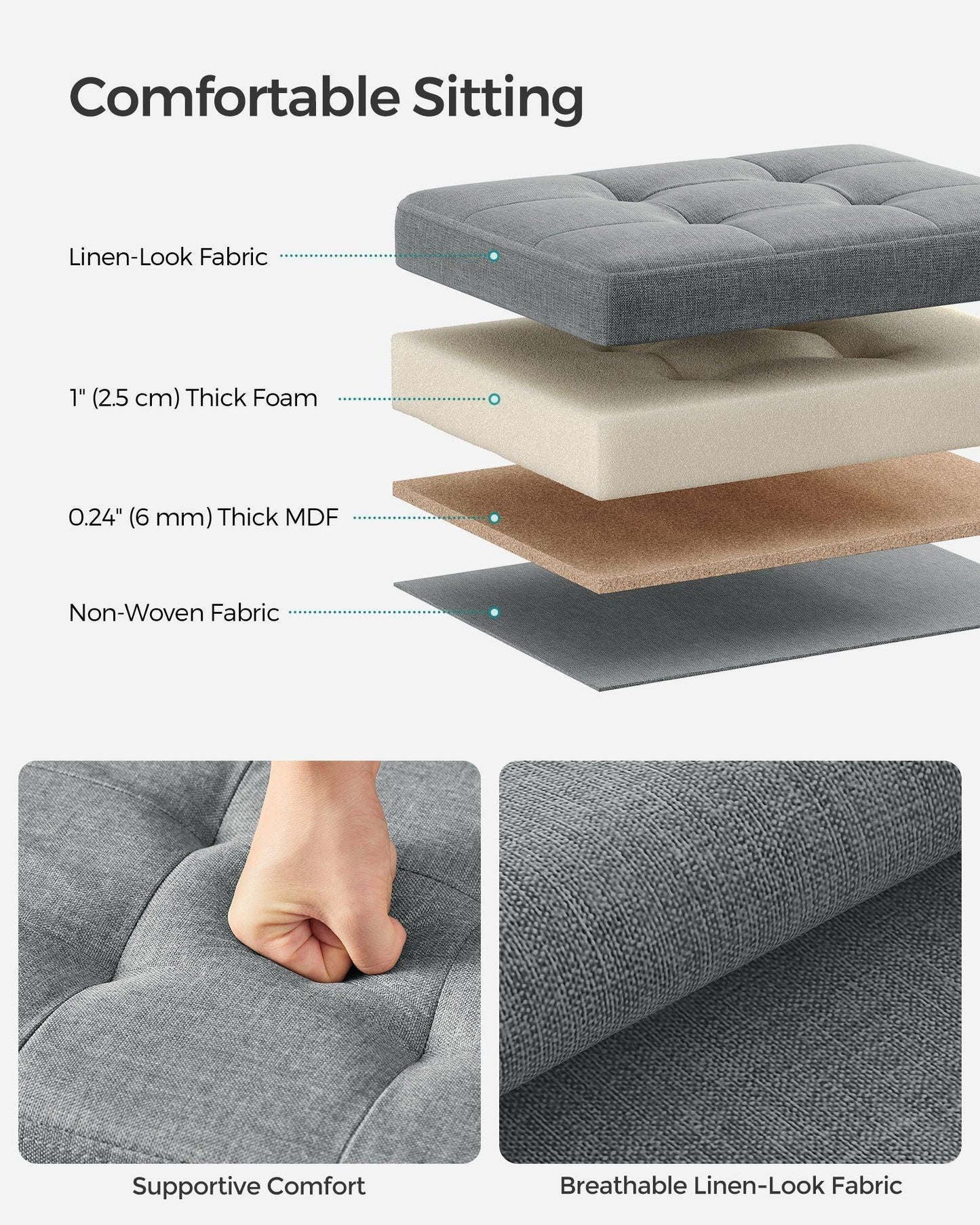 Small Folding Storage Ottoman FredCo