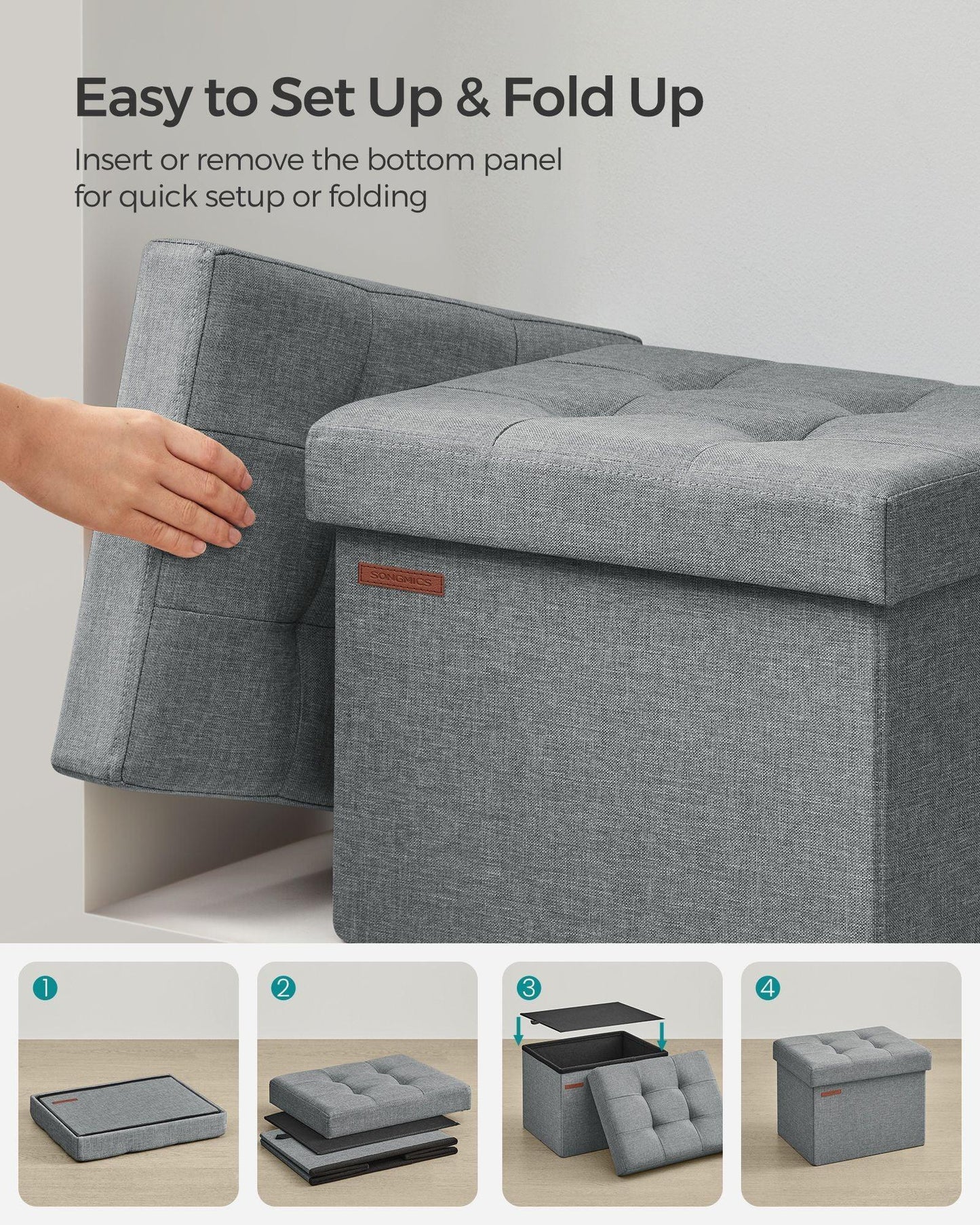 Small Folding Storage Ottoman FredCo