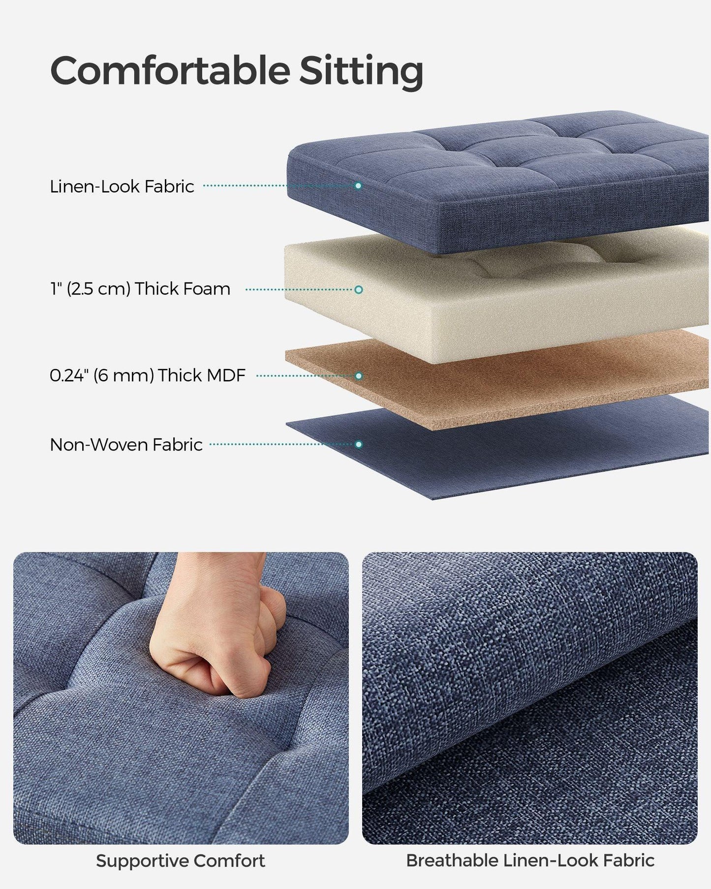 Small Folding Storage Ottoman, Foot Rest Stool, Cu FredCo