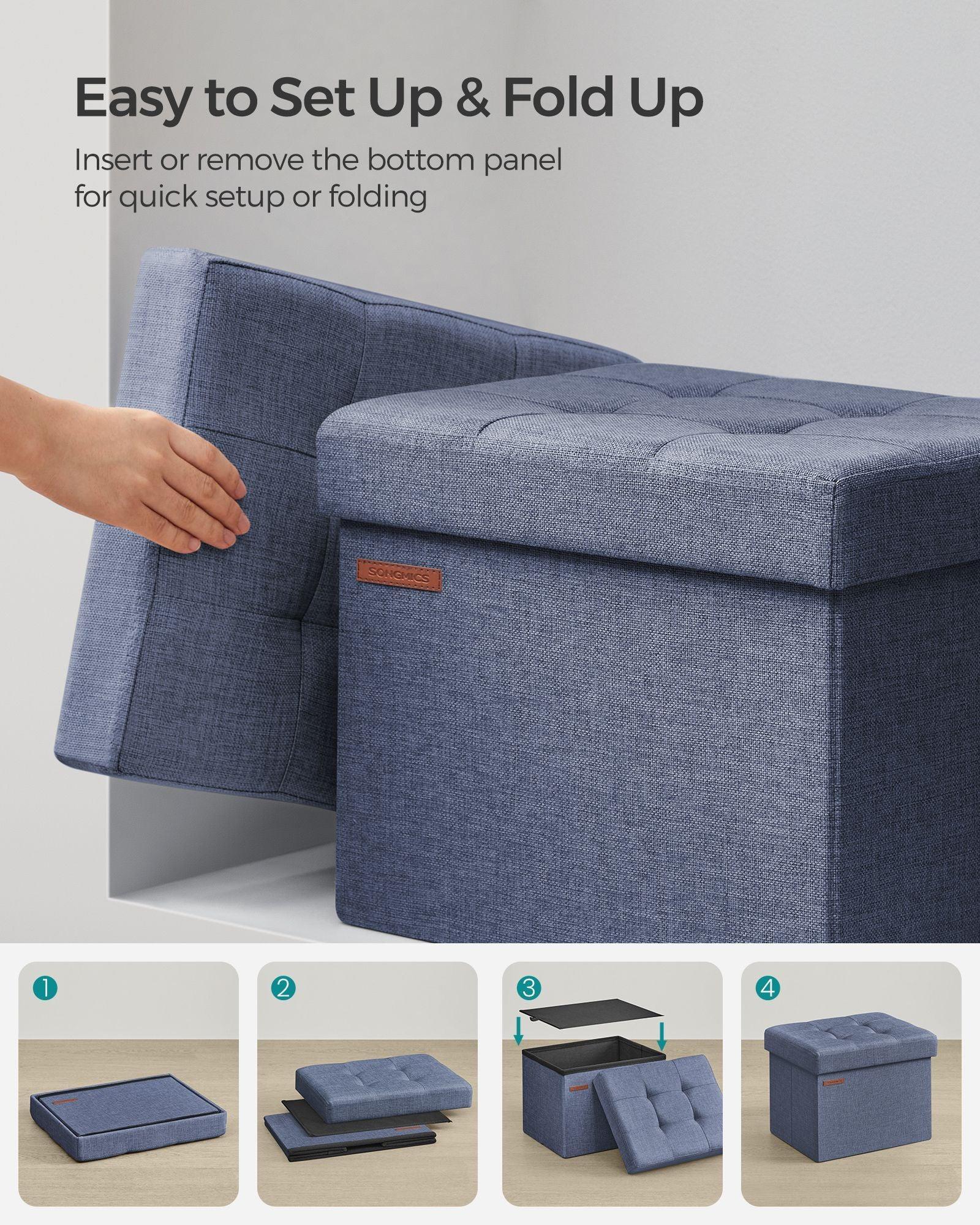 Small Folding Storage Ottoman, Foot Rest Stool, Cu FredCo