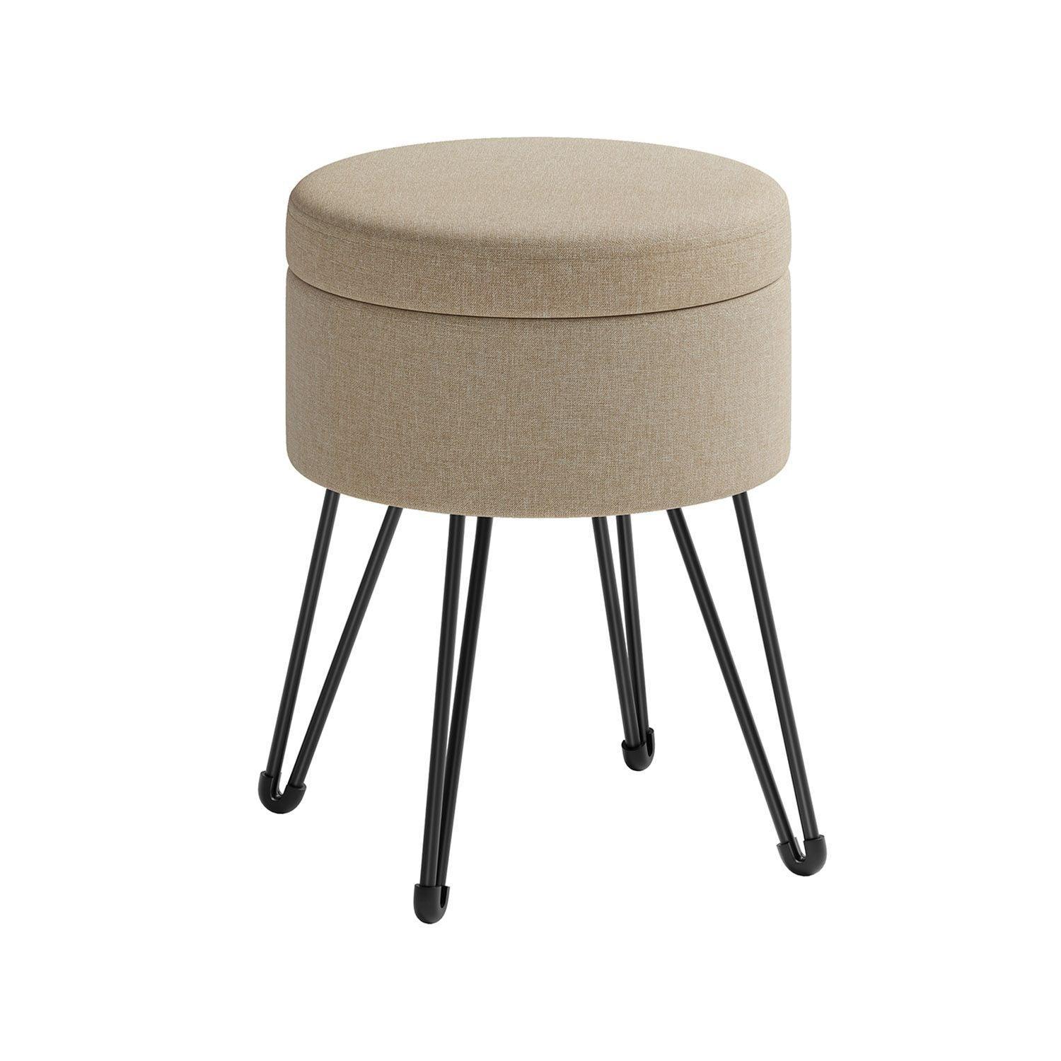 Small Vanity Stool Chair with Storage Camel Brown FredCo