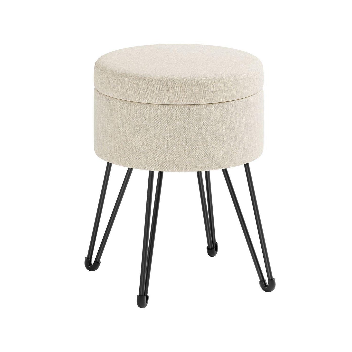 Small Vanity Stool Chair with Storage Cream White FredCo