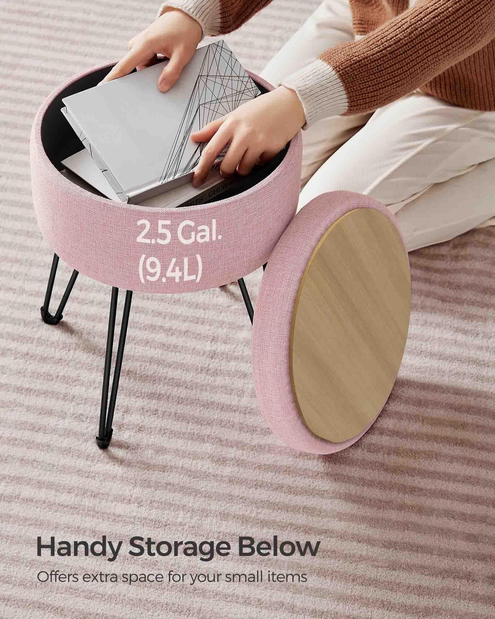 Small Vanity Stool Chair with Storage Jelly Pink FredCo