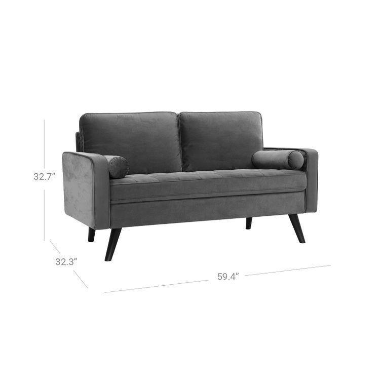 Smooth Velvet Surface Sofa Grey FredCo