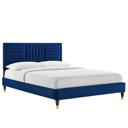 Sofia Channel Tufted Performance Velvet Full Platform Bed, MOD-6999 FredCo