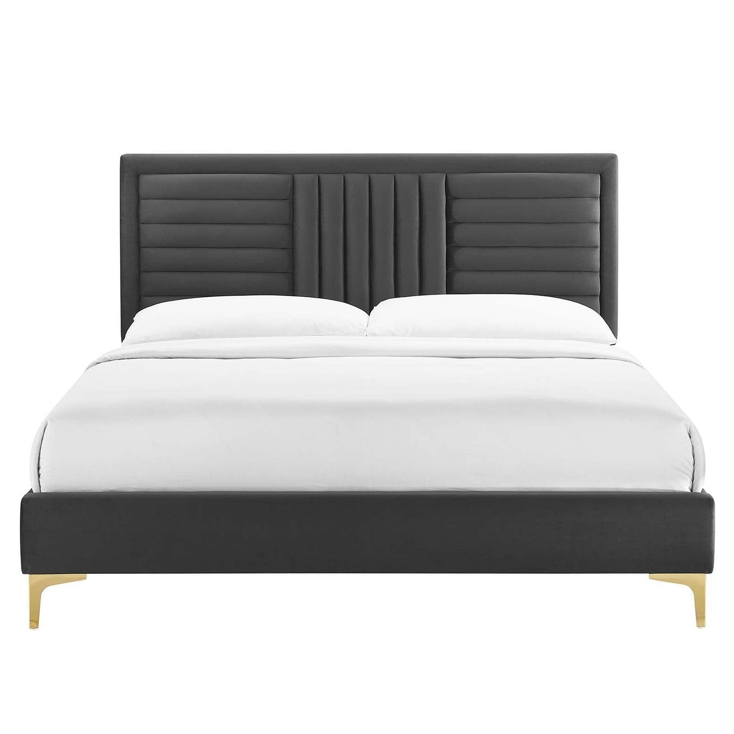 Sofia Channel Tufted Performance Velvet Queen Platform Bed, MOD-6979 FredCo