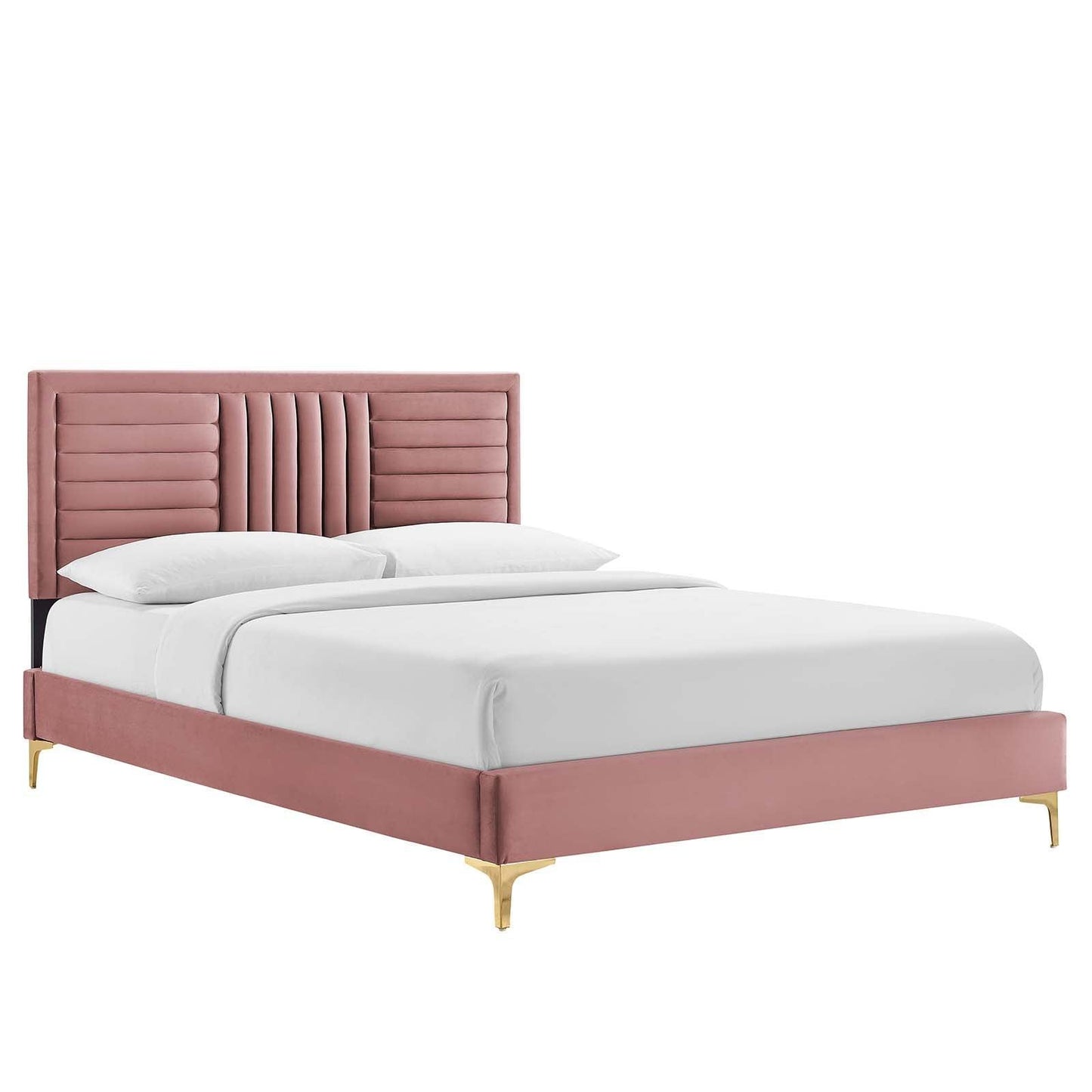 Sofia Channel Tufted Performance Velvet Queen Platform Bed, MOD-6979 FredCo