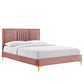 Sofia Channel Tufted Performance Velvet Queen Platform Bed, MOD-6979 FredCo