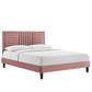 Sofia Channel Tufted Performance Velvet Twin Platform Bed, MOD-6991 FredCo