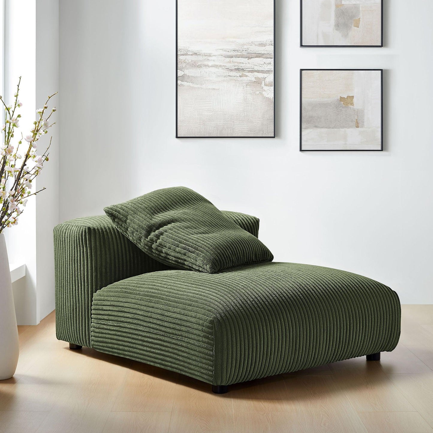 Solace Modular Corduroy Upholstered Armless Chair by Modway FredCo