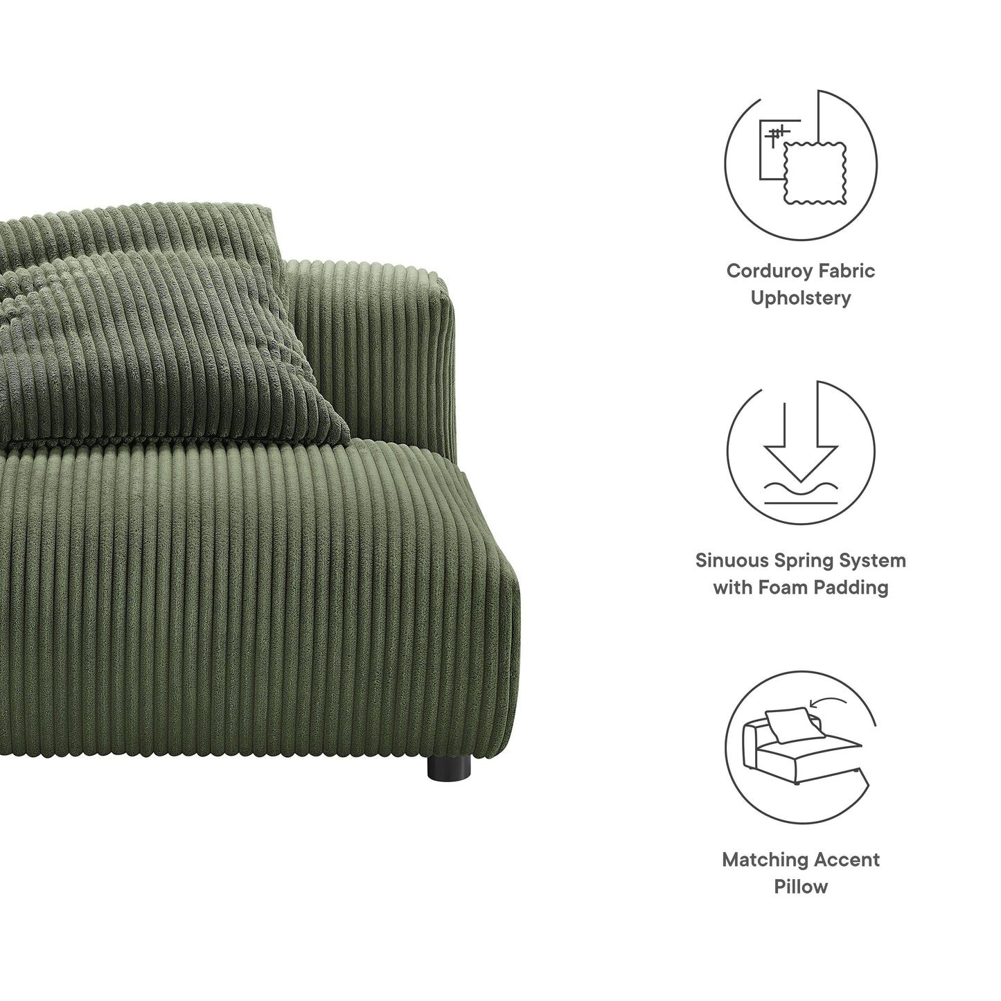 Solace Modular Corduroy Upholstered Armless Chair by Modway FredCo