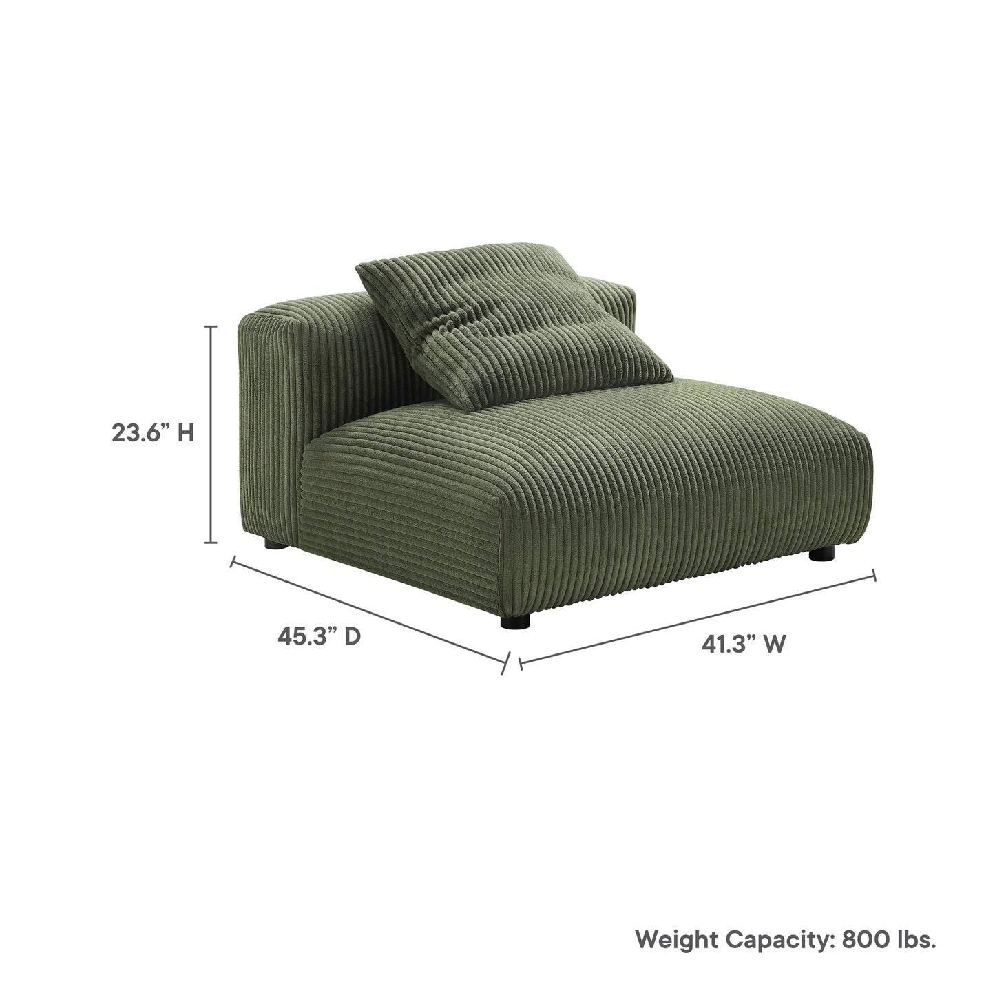 Solace Modular Corduroy Upholstered Armless Chair by Modway FredCo
