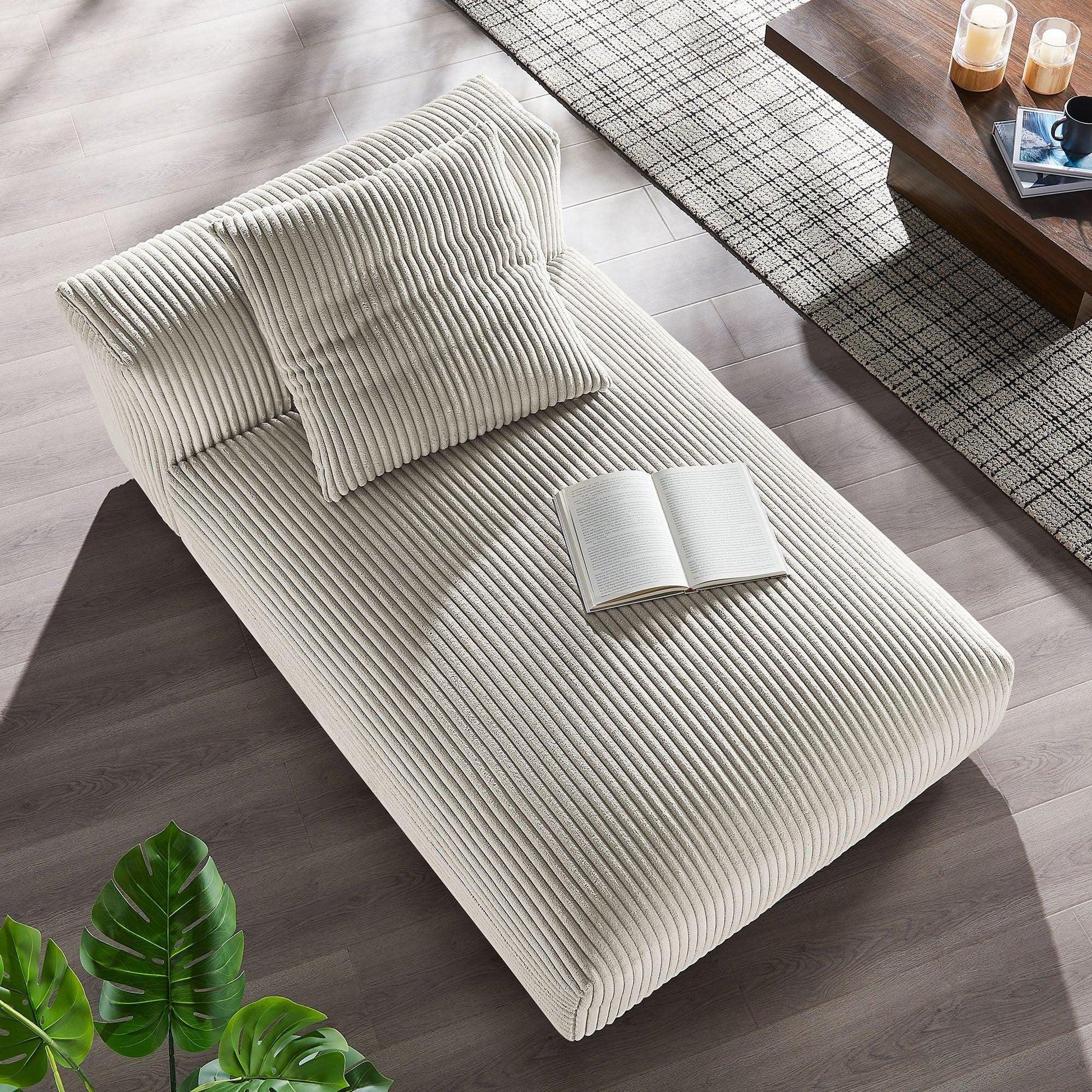 Solace Modular Corduroy Upholstered Armless Chaise Lounge by Modway FredCo