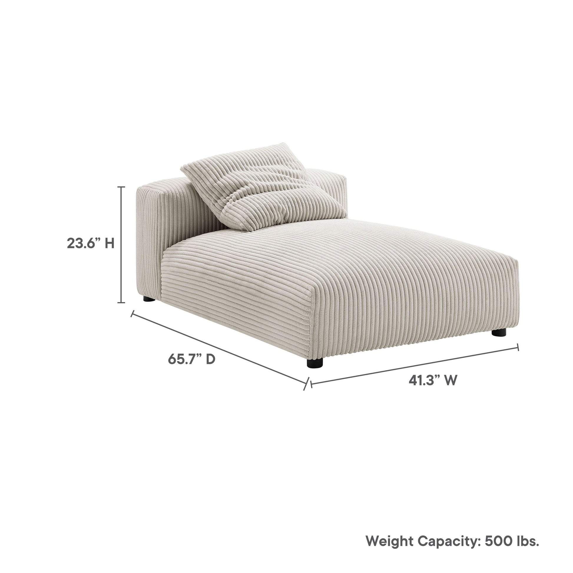Solace Modular Corduroy Upholstered Armless Chaise Lounge by Modway FredCo