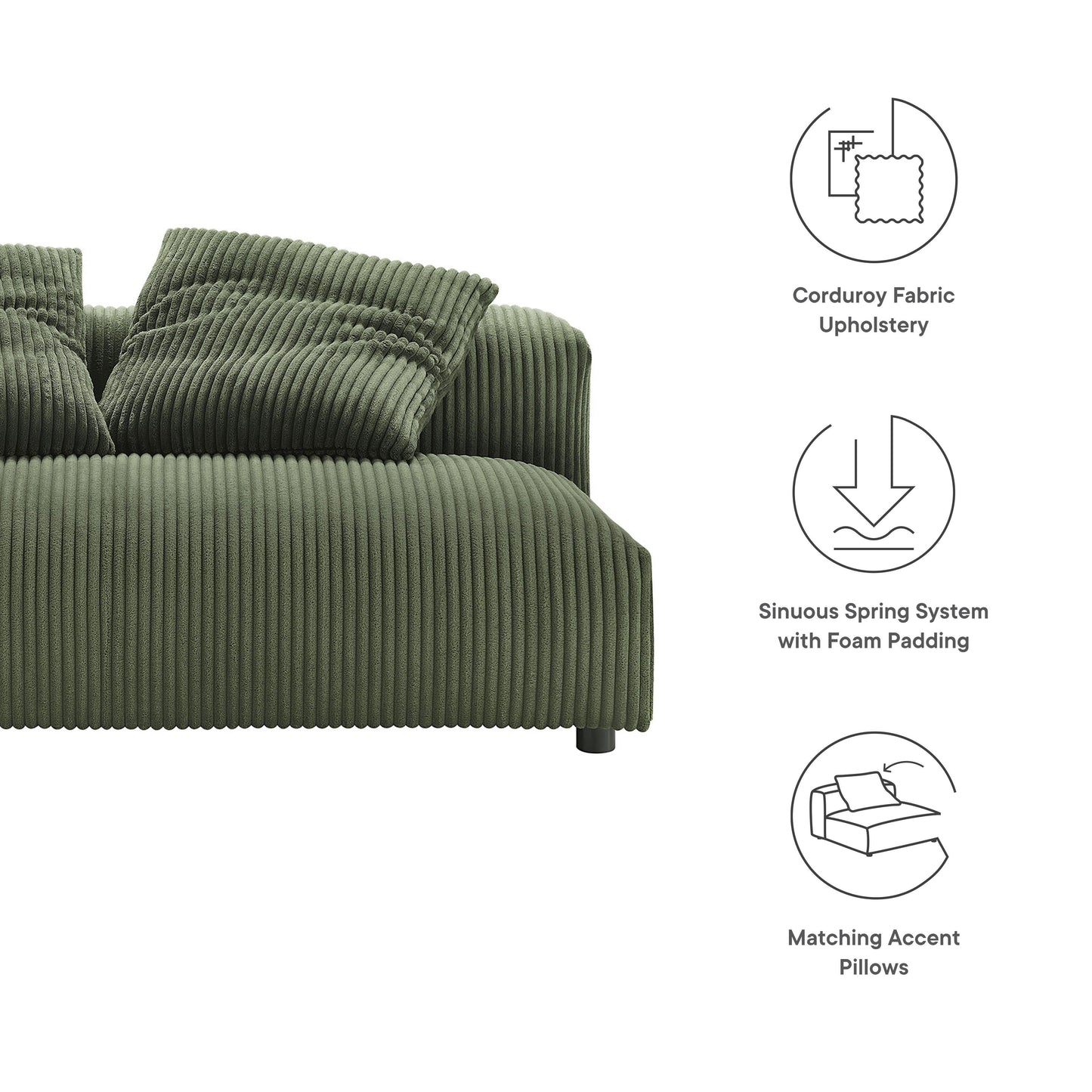 Solace Modular Corduroy Upholstered Armless Loveseat by Modway FredCo