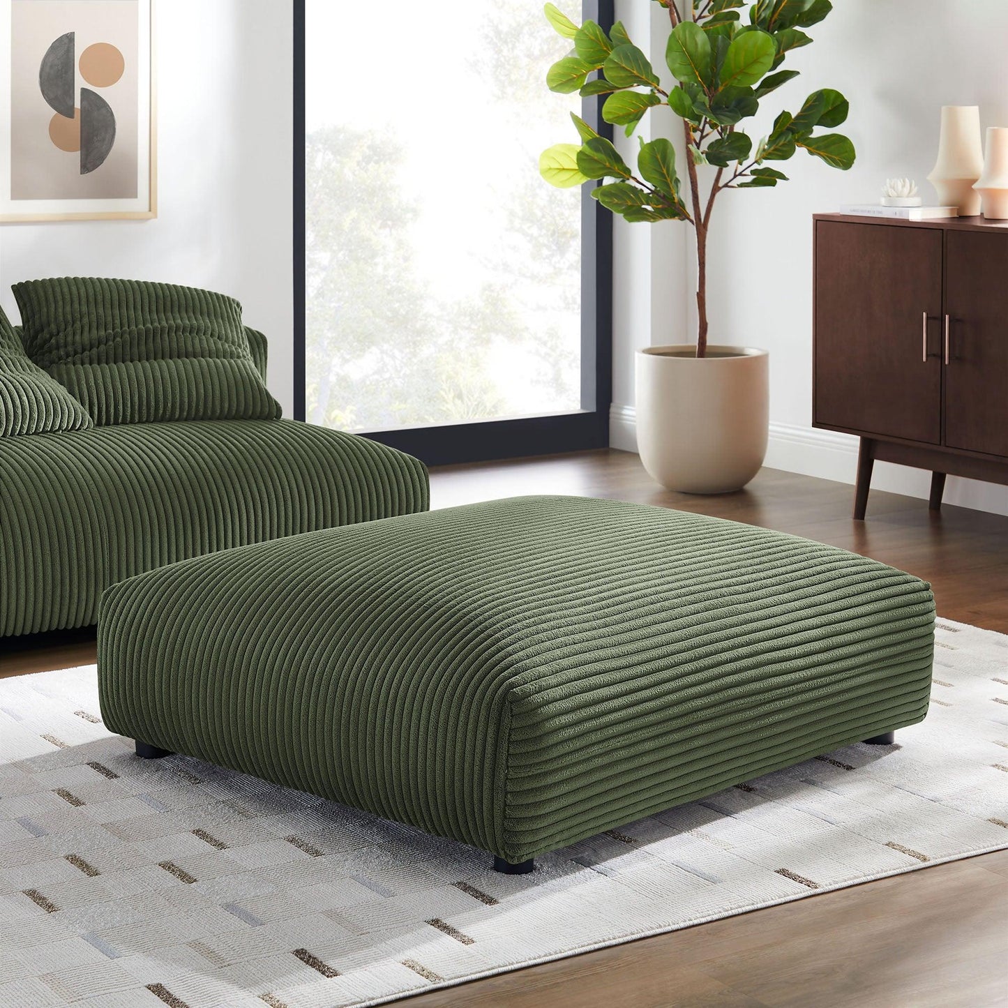 Solace Modular Corduroy Upholstered Ottoman by Modway FredCo
