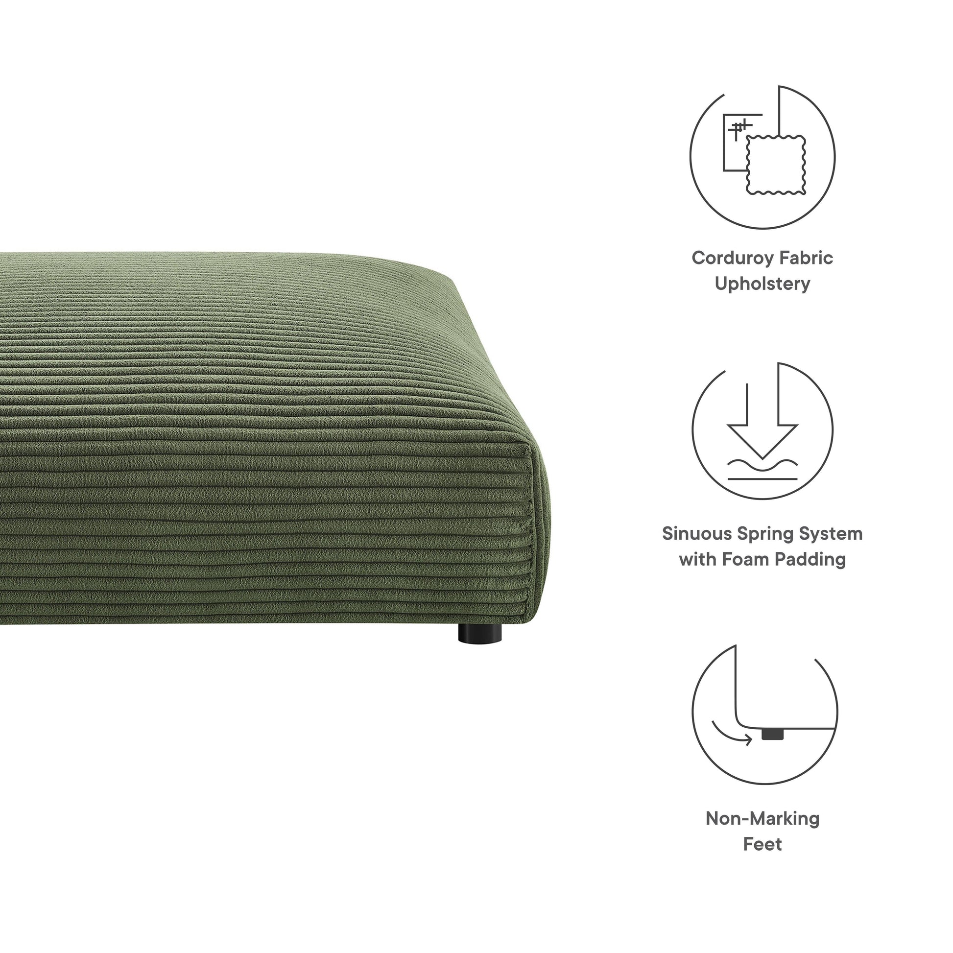 Solace Modular Corduroy Upholstered Ottoman by Modway FredCo