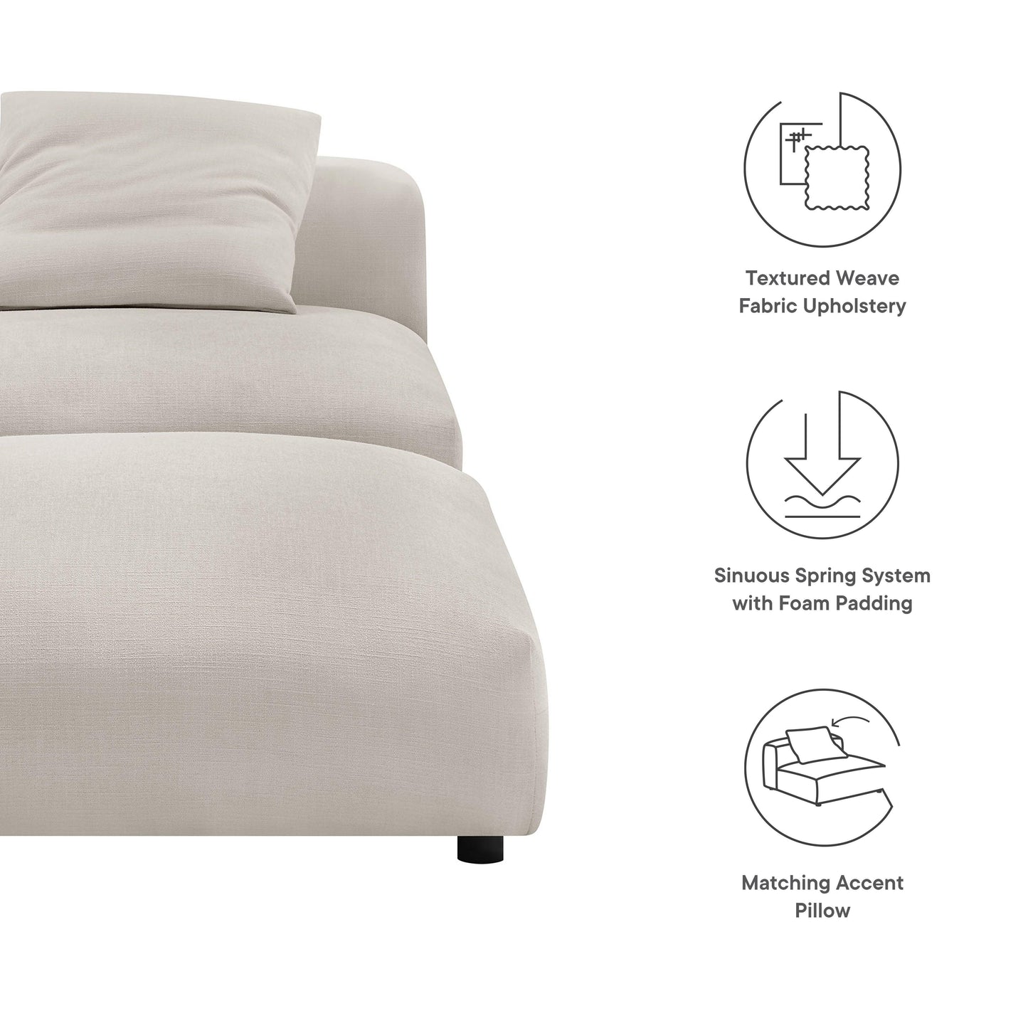 Solace Modular Upholstered Fabric Armless Chair and Ottoman Set by Modway FredCo