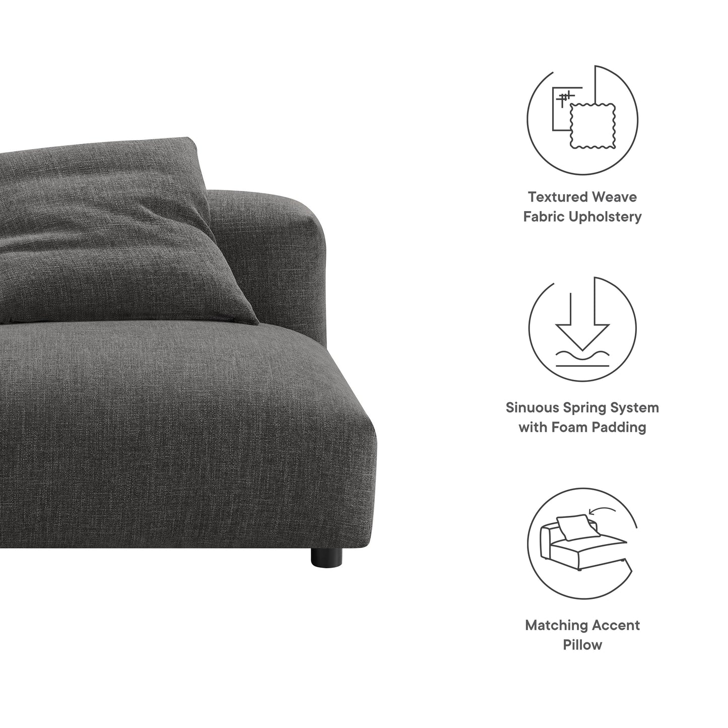 Solace Modular Upholstered Fabric Armless Chair by Modway FredCo