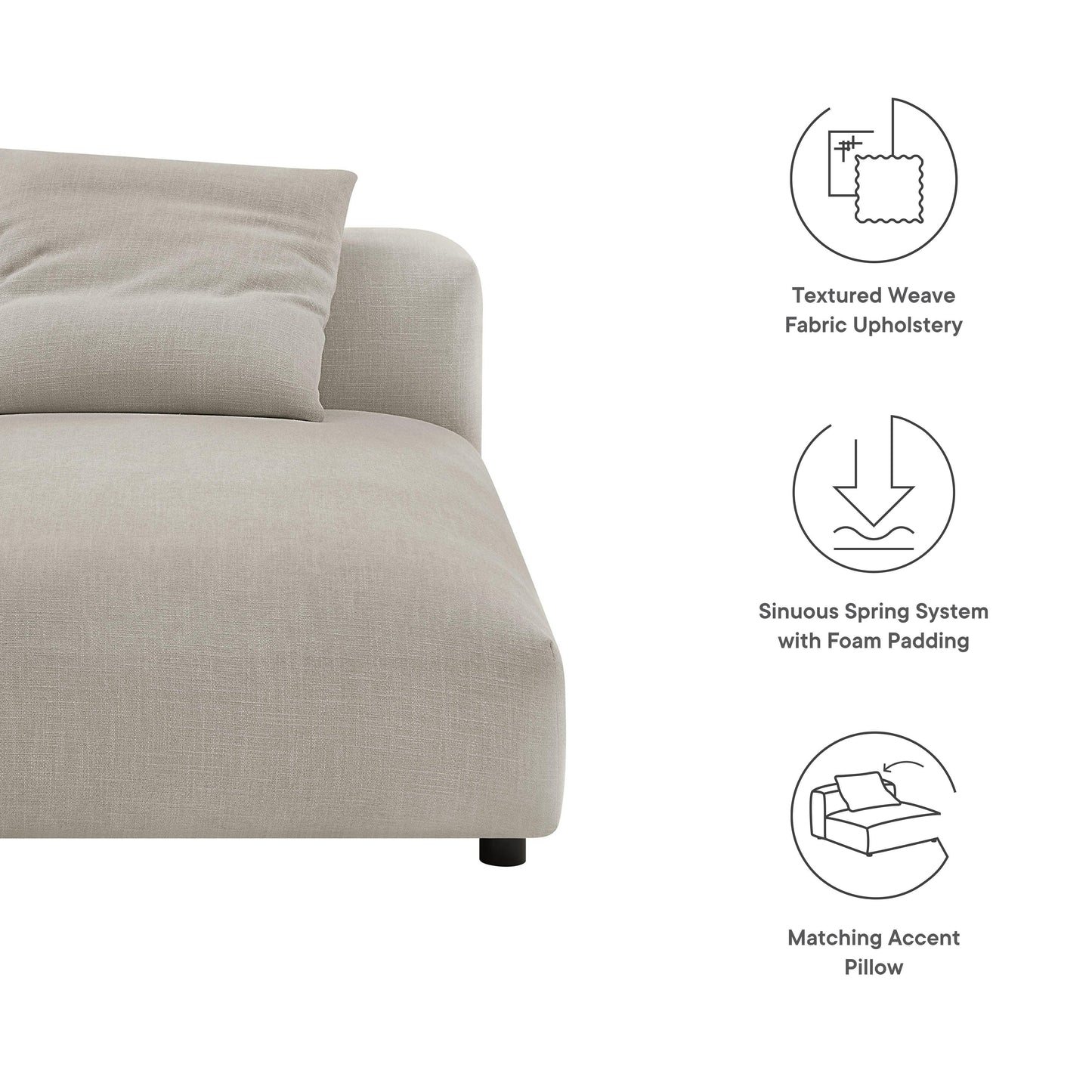 Solace Modular Upholstered Fabric Armless Chaise Lounge by Modway FredCo
