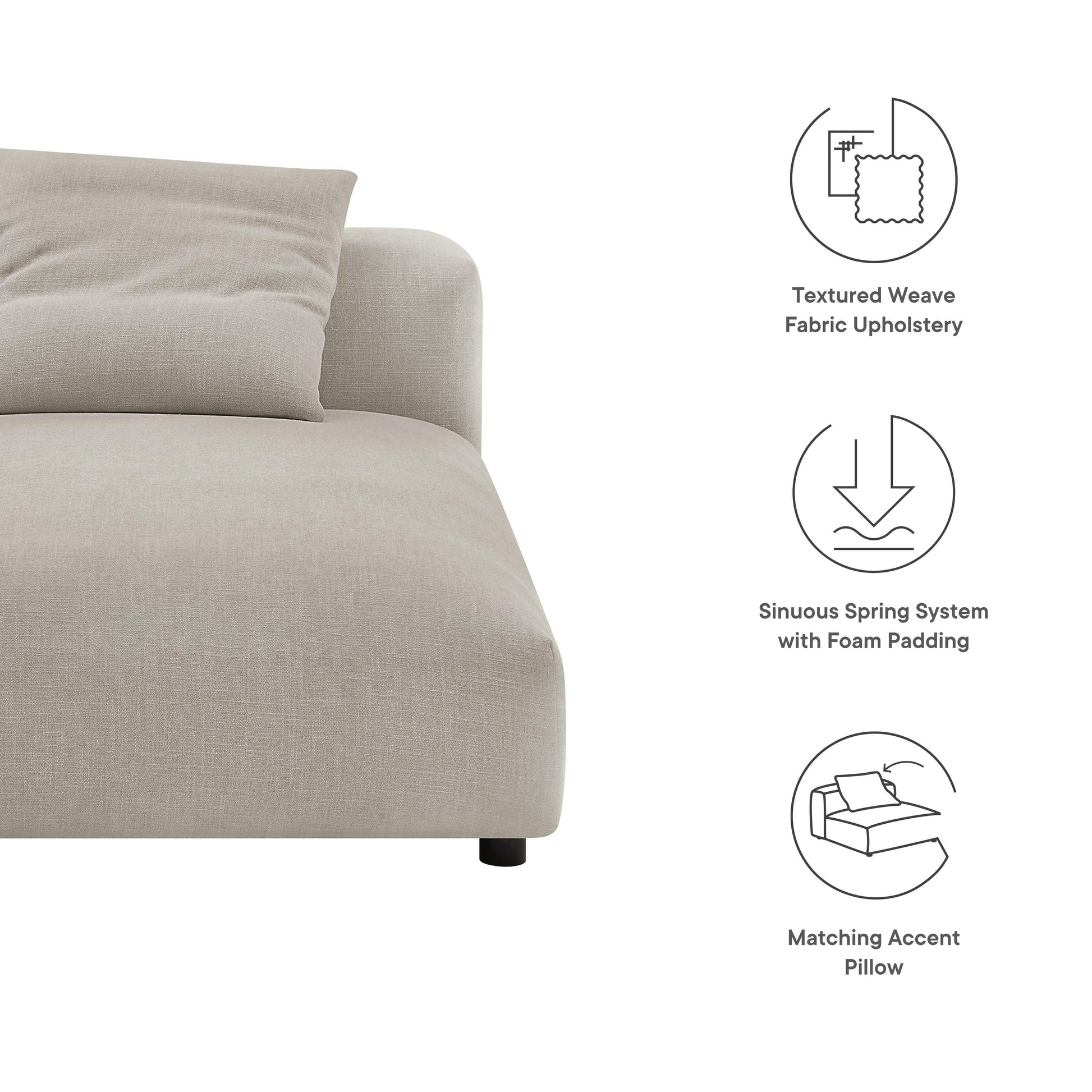 Solace Modular Upholstered Fabric Armless Chaise Lounge by Modway FredCo