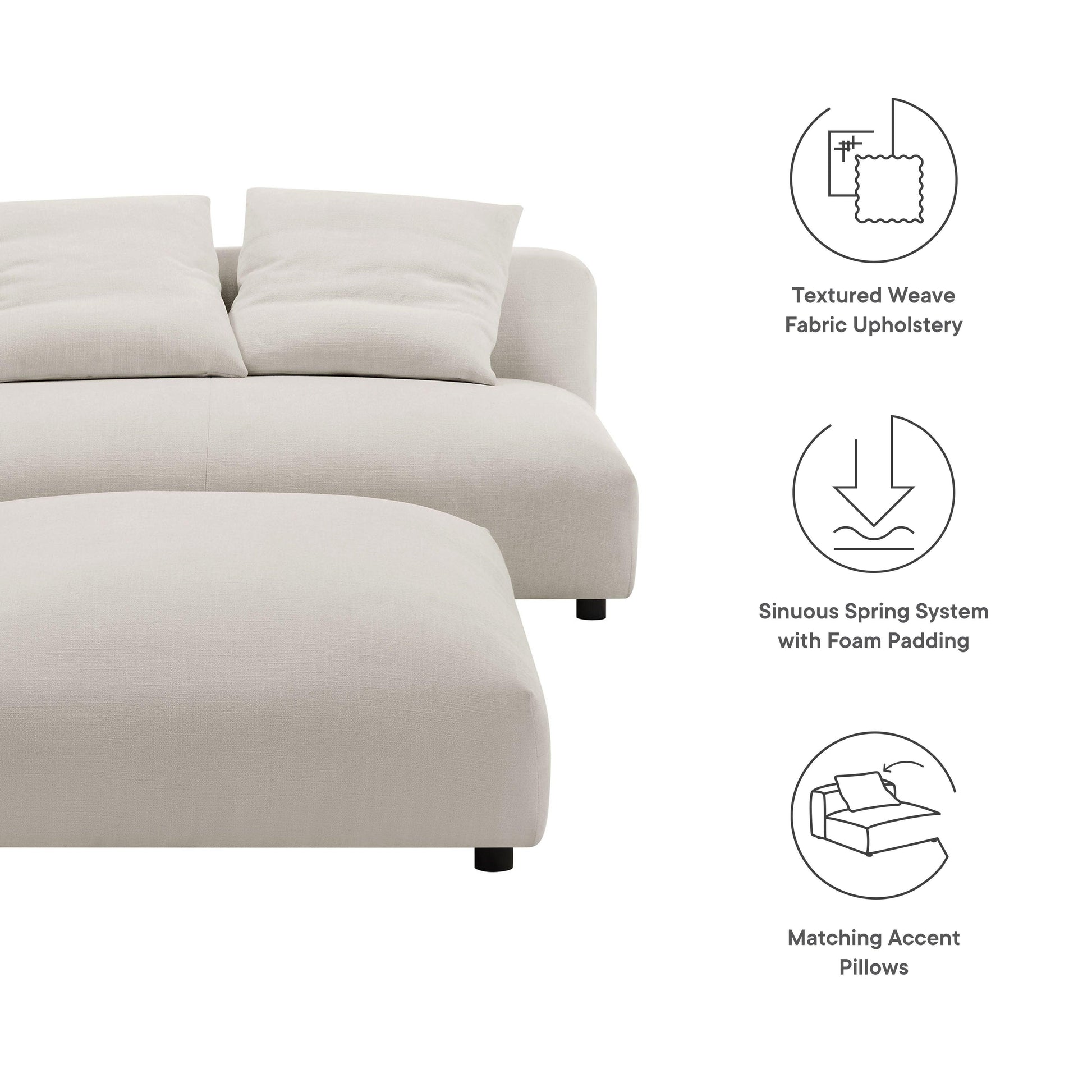 Solace Modular Upholstered Fabric Armless Loveseat and Ottoman Set by Modway FredCo