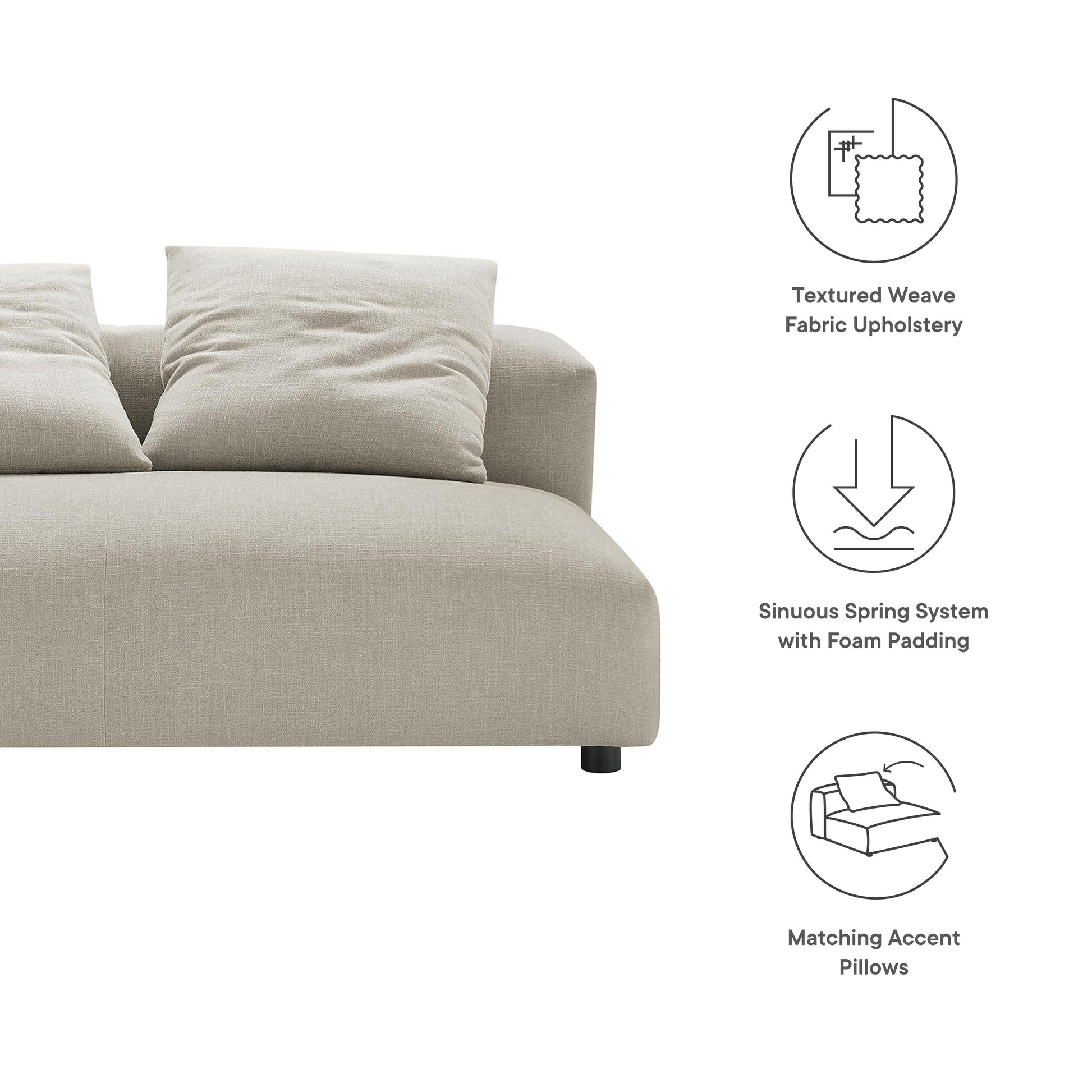 Solace Modular Upholstered Fabric Armless Loveseat by Modway FredCo