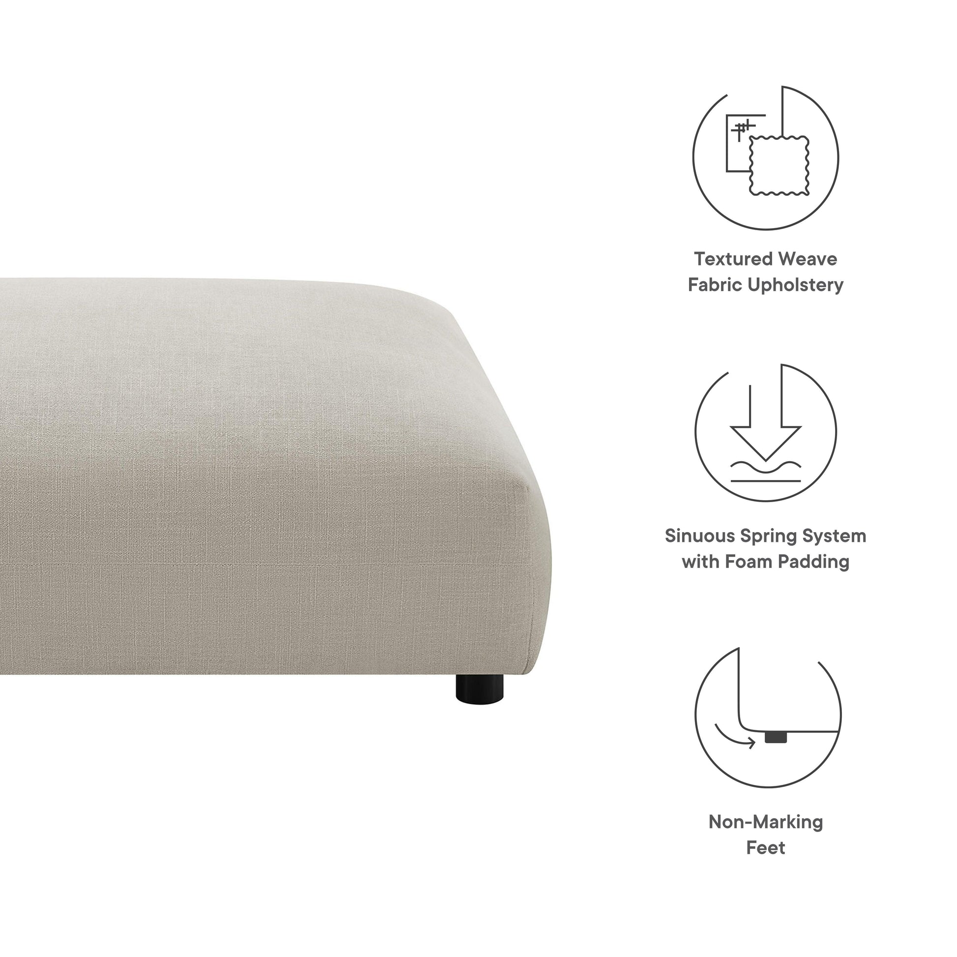 Solace Modular Upholstered Fabric Ottoman by Modway FredCo