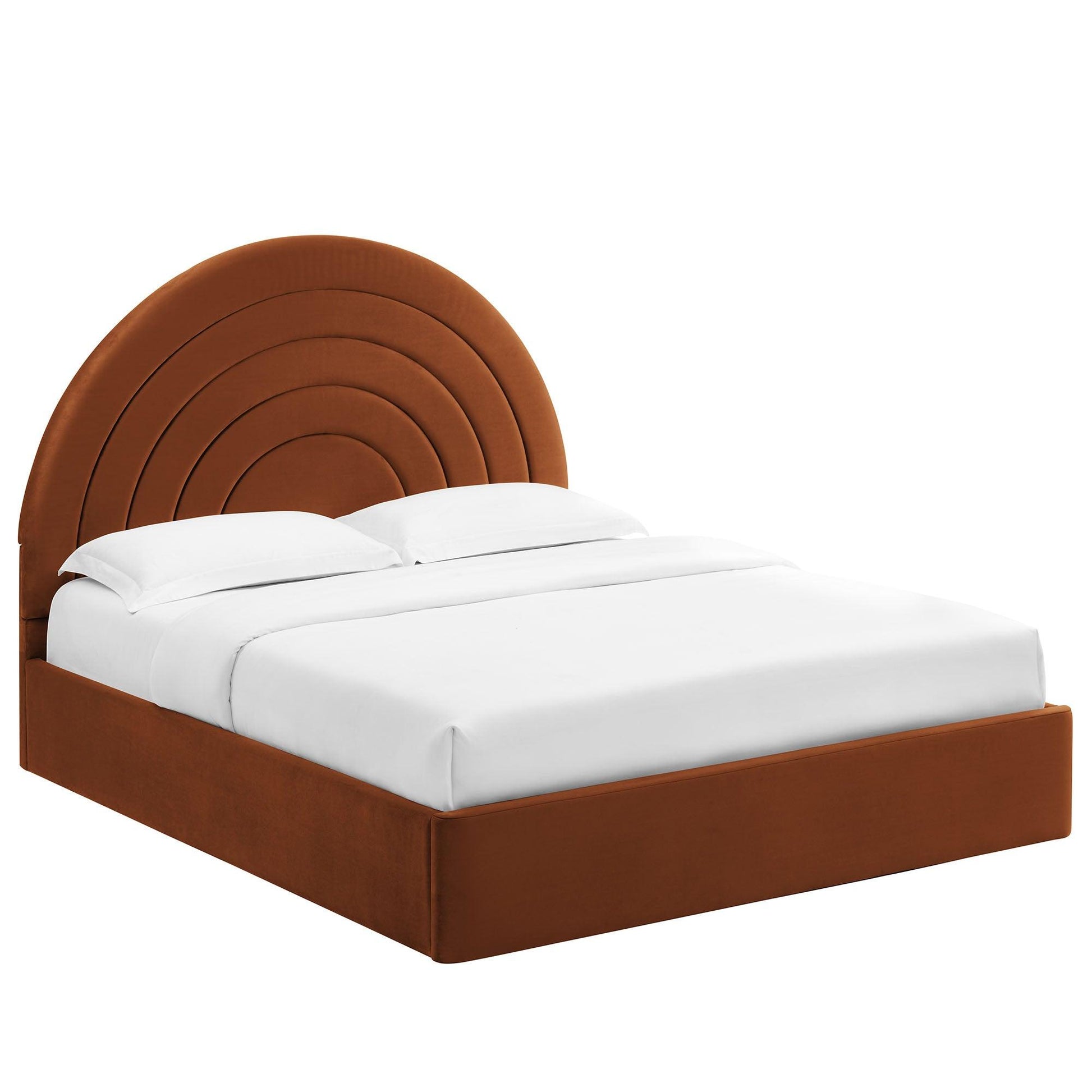 Solana Arched Performance Velvet Queen Platform Bed by Modway FredCo