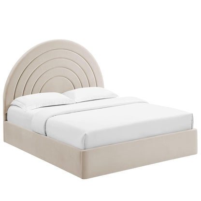 Solana Arched Performance Velvet Queen Platform Bed by Modway FredCo